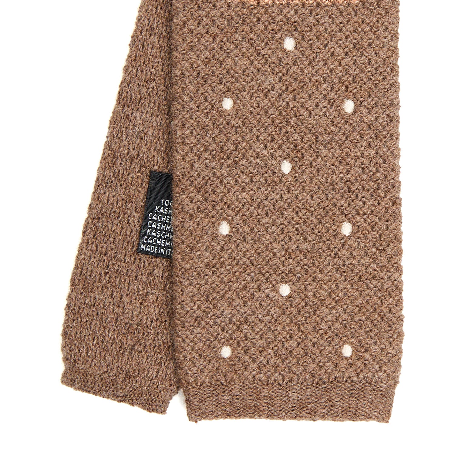BEIGE CASHMERE KNITTED TIE