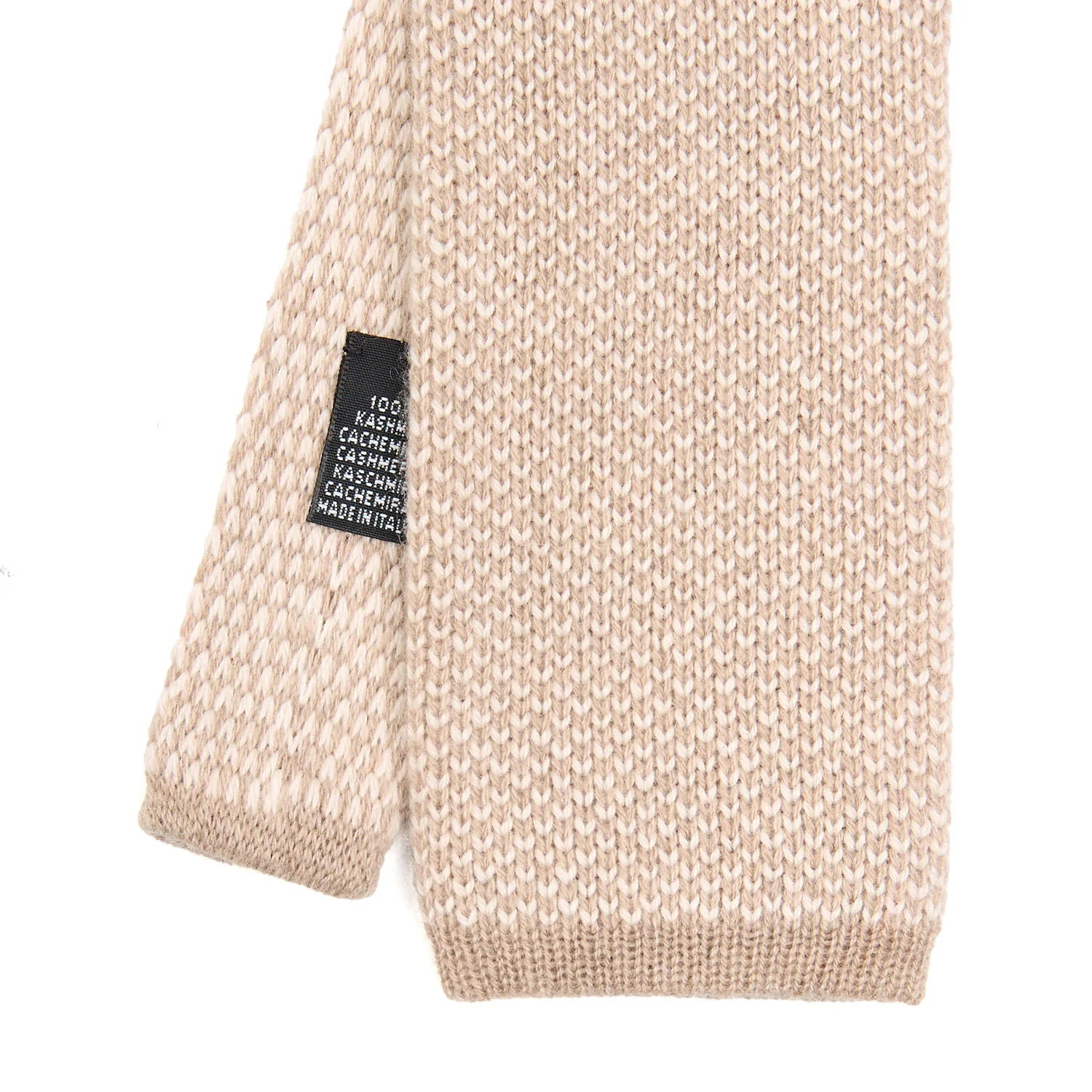 BEIGE CASHMERE KNITTED TIE