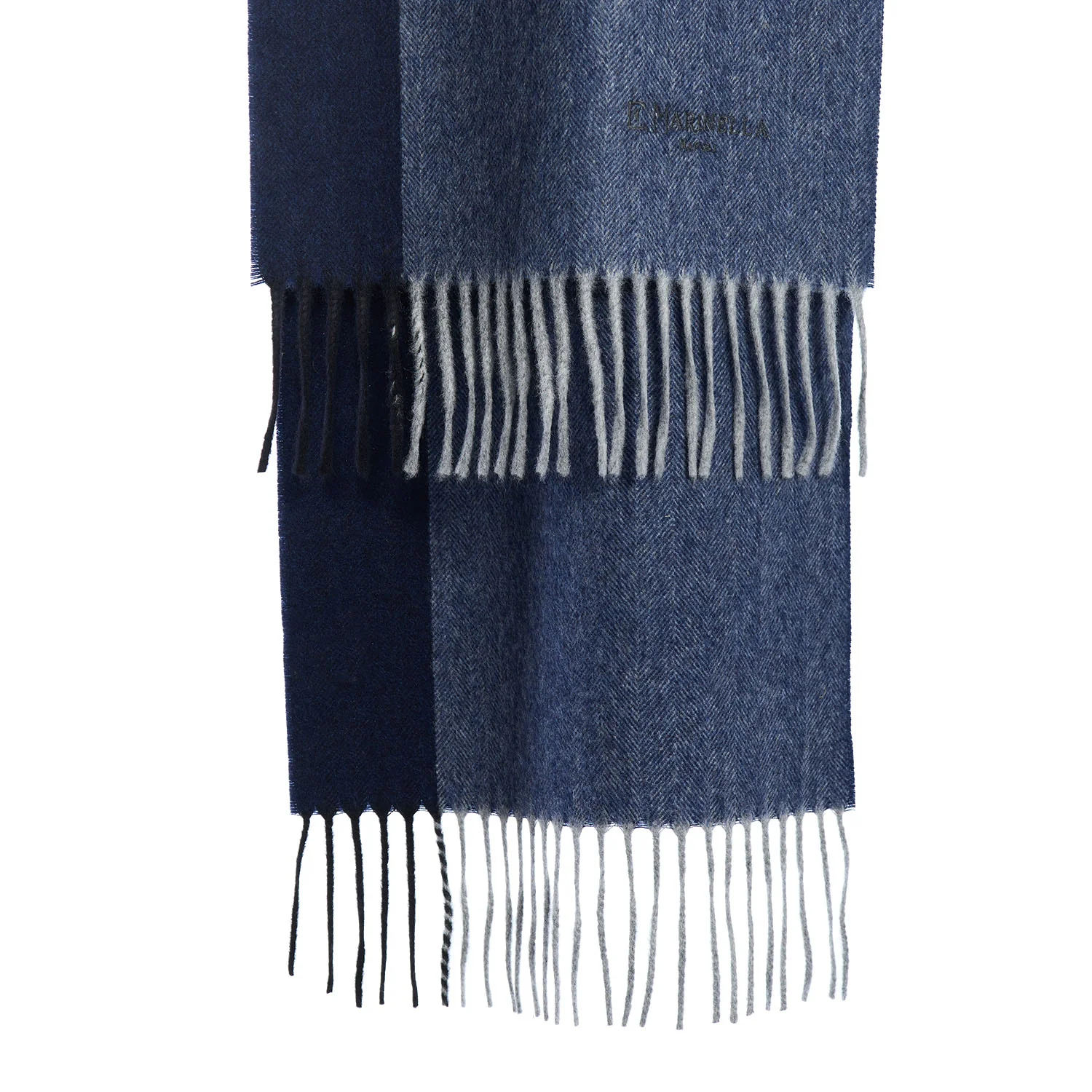 BICOLOR BLUE WOOL AND CASHMERE SCARF - Image 2