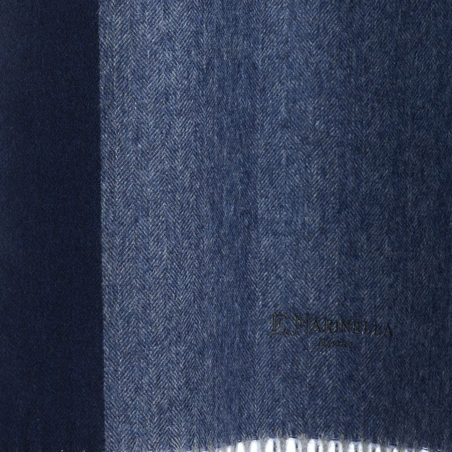 BICOLOR BLUE WOOL AND CASHMERE SCARF - Image 3