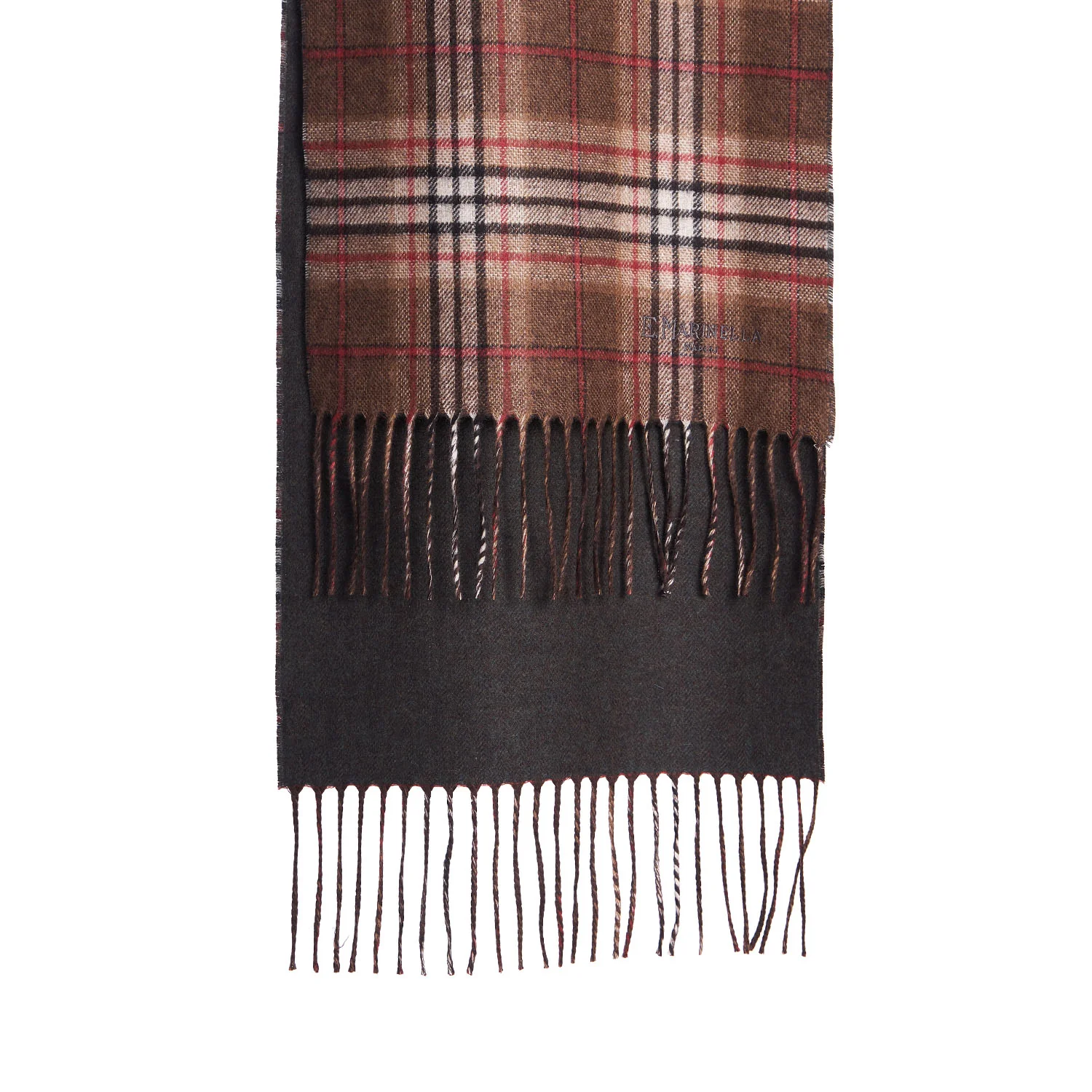 BICOLOR BROWN SILK AND CASHMERE SCARF - Image 2