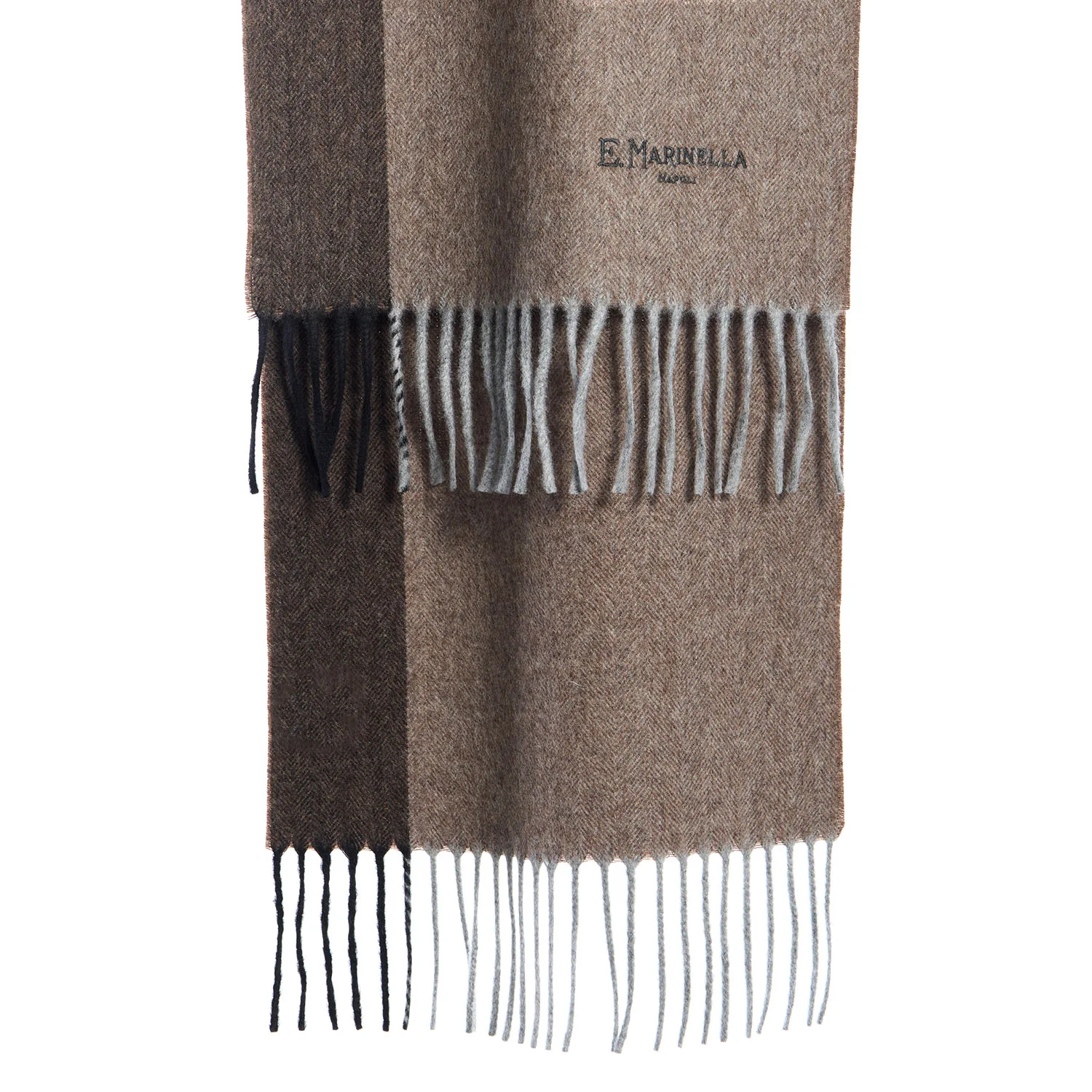 BICOLOR BROWN WOOL AND CASHMERE SCARF - Image 2