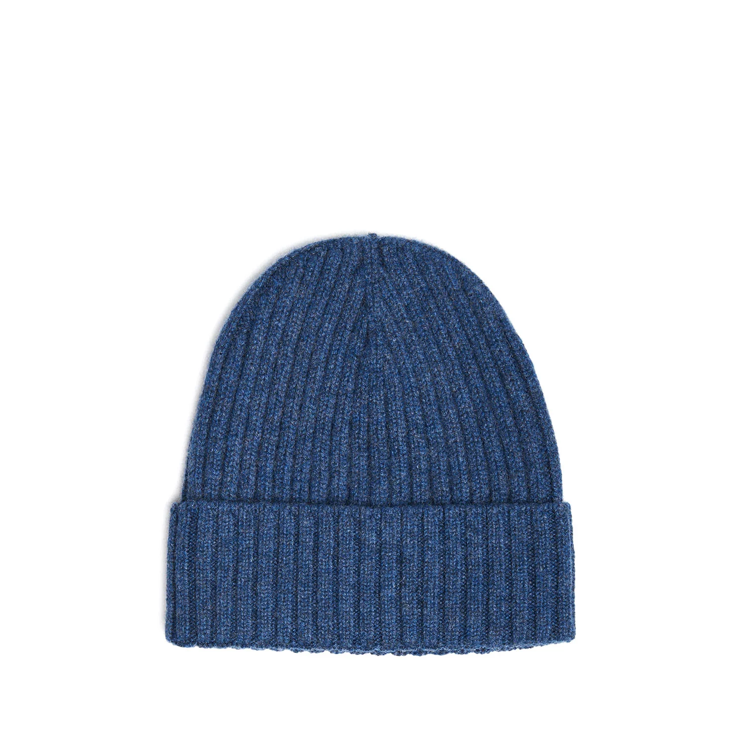 BLUE CASHMERE RIBBED BEANIE - Image 2