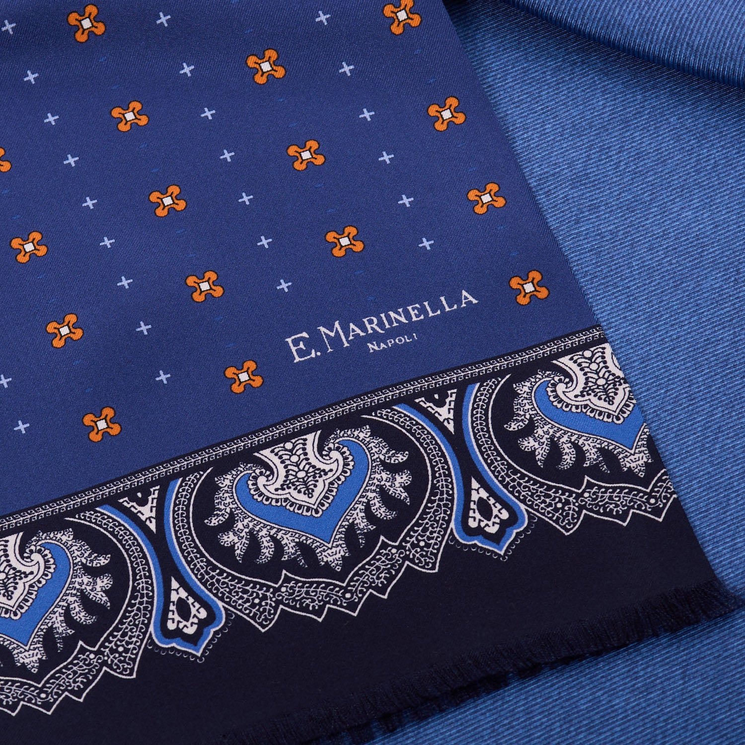 BLUE DOUBLE SILK SCARF - Image 4