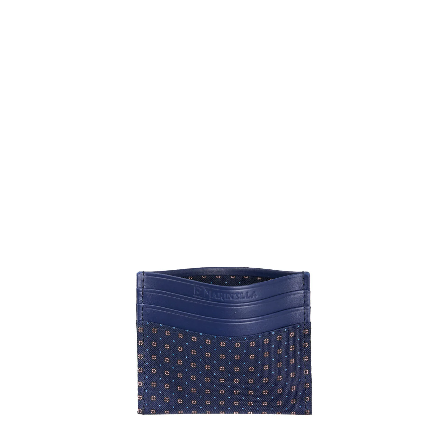 BLUE LEATHER AND SILK CREDIT CARD HOLDER - Image 2