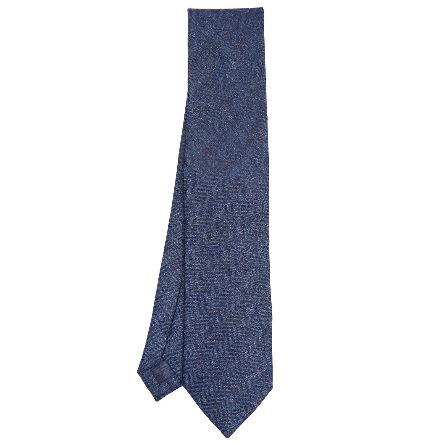 BLUE SARTORIAL LINEN AND COTTON TIE - Image 2