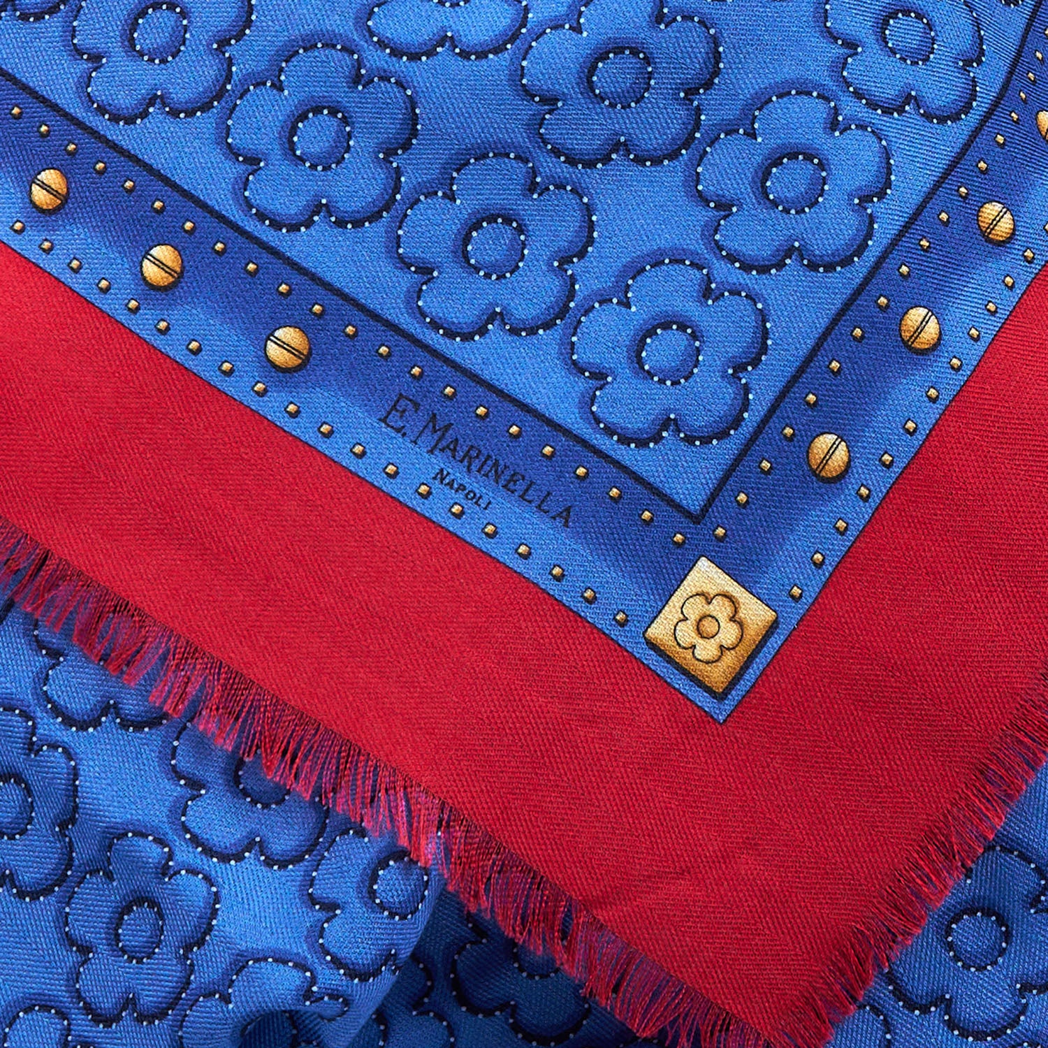 BLUE WOOL, SILK AND CASHMERE SCARF 115 - Image 3