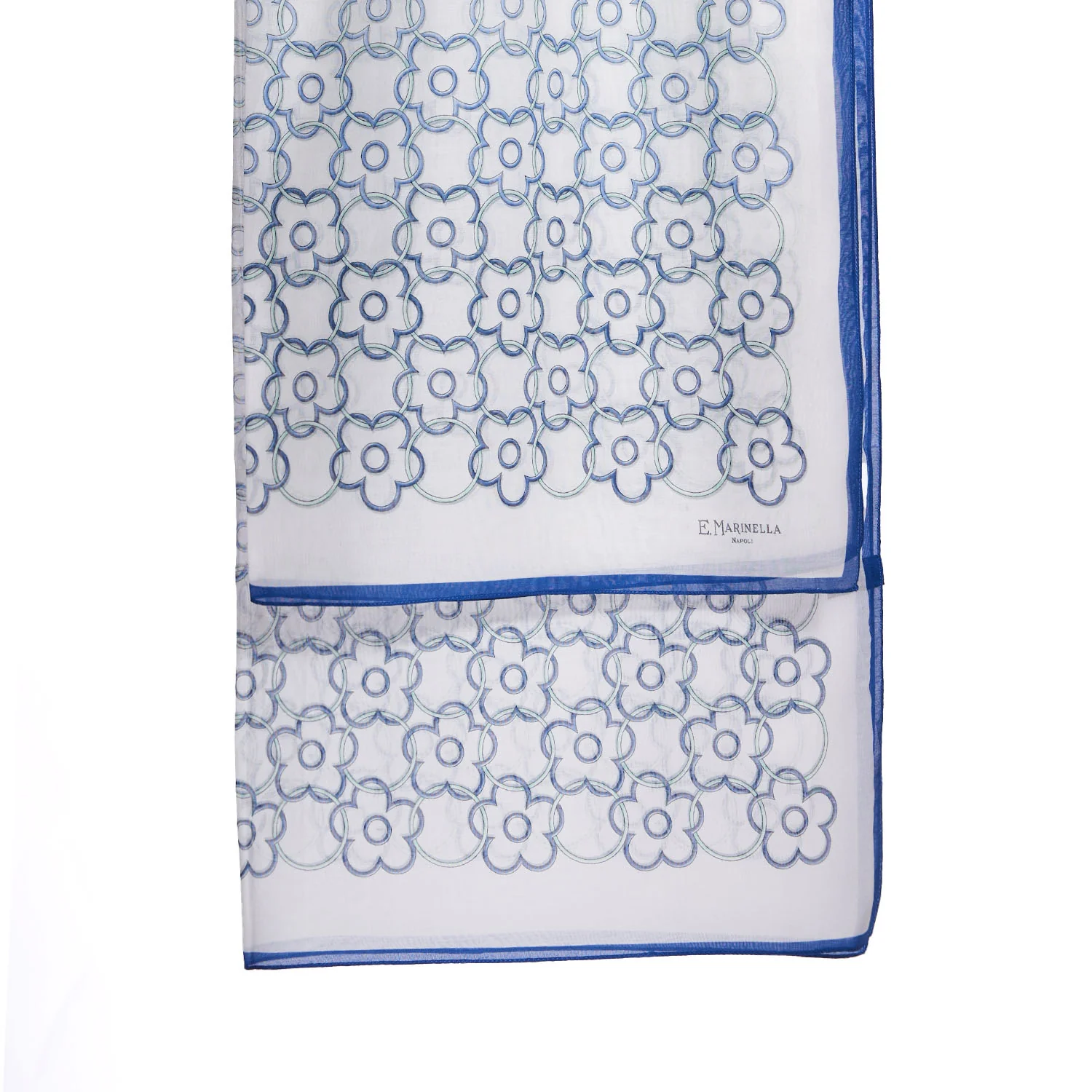 BLUE STOLE IN COTTON VOILE AND SILK - Image 2