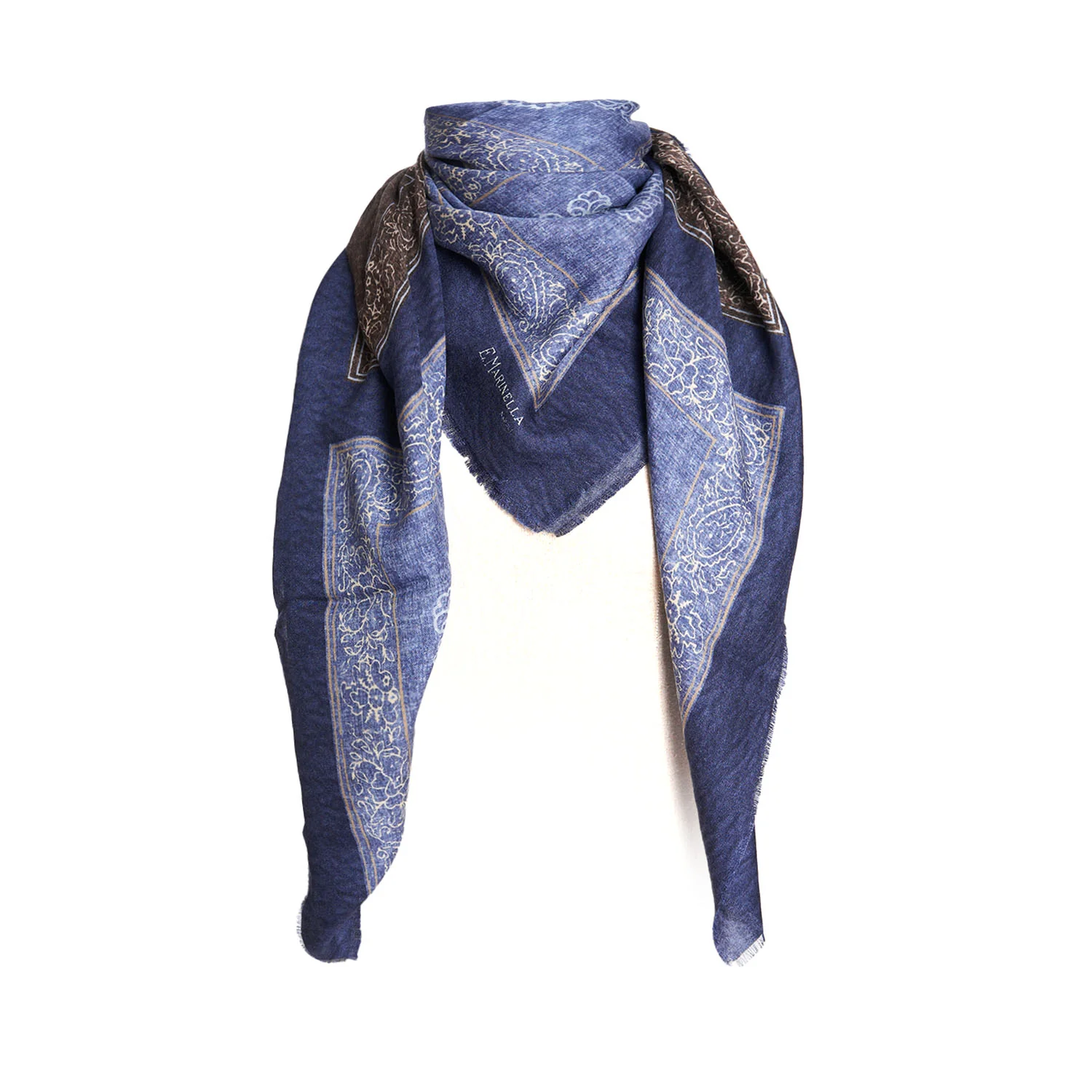 BLUE WOOL AND SILK SCARF 135 - Image 2