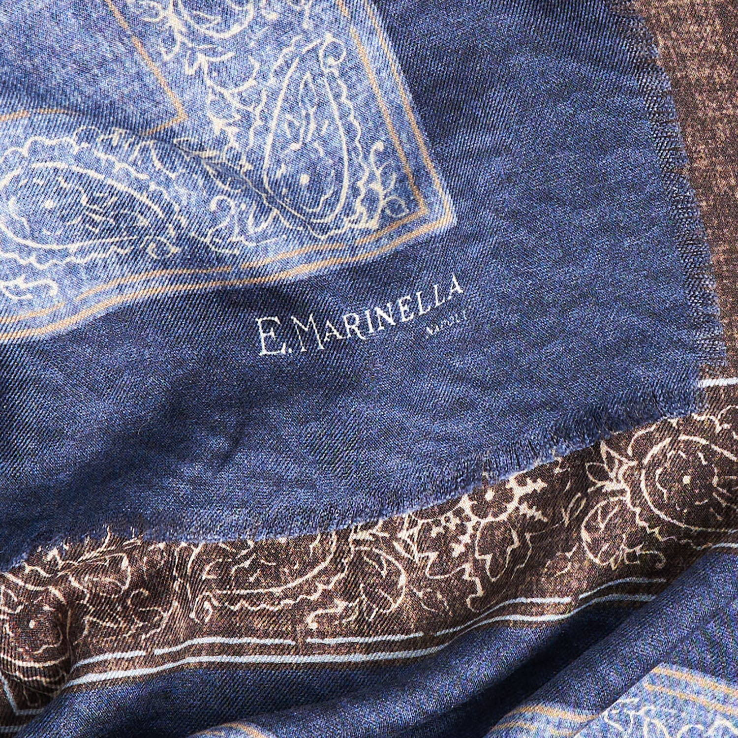 BLUE WOOL AND SILK SCARF 135 - Image 5