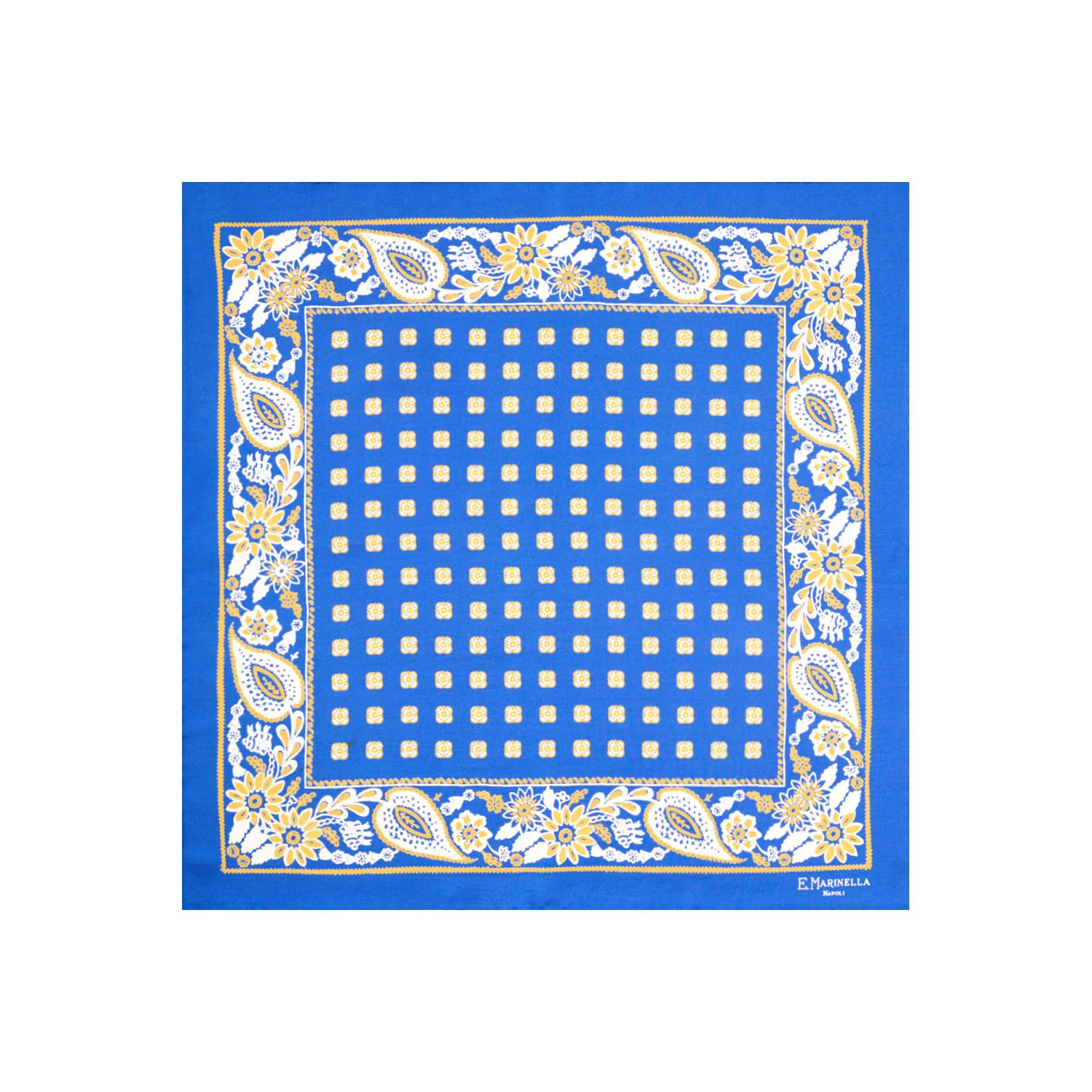 BLUETTE HAND-PRINTED SILK POCKET SQUARE