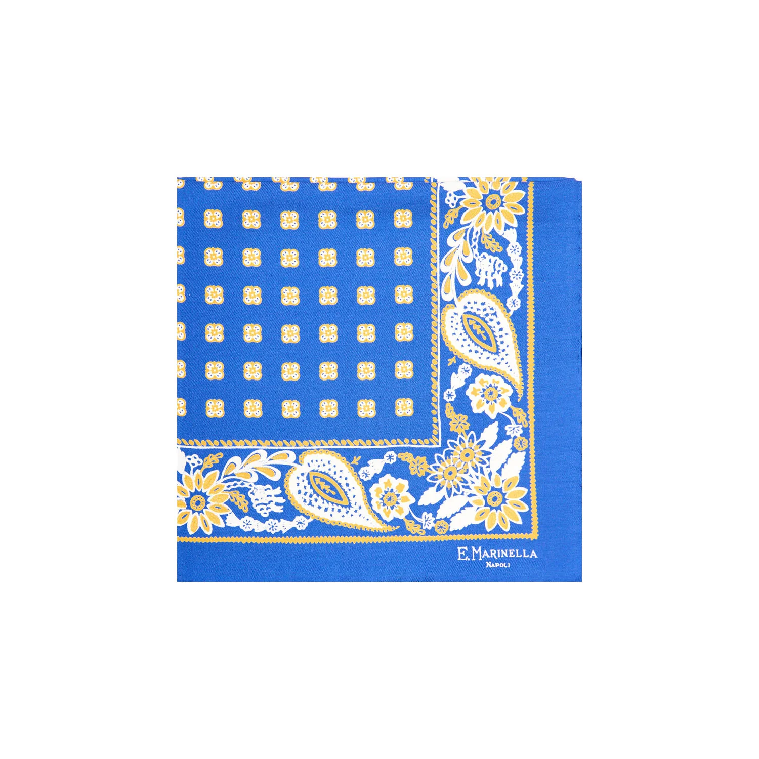 BLUETTE HAND-PRINTED SILK POCKET SQUARE - Image 2