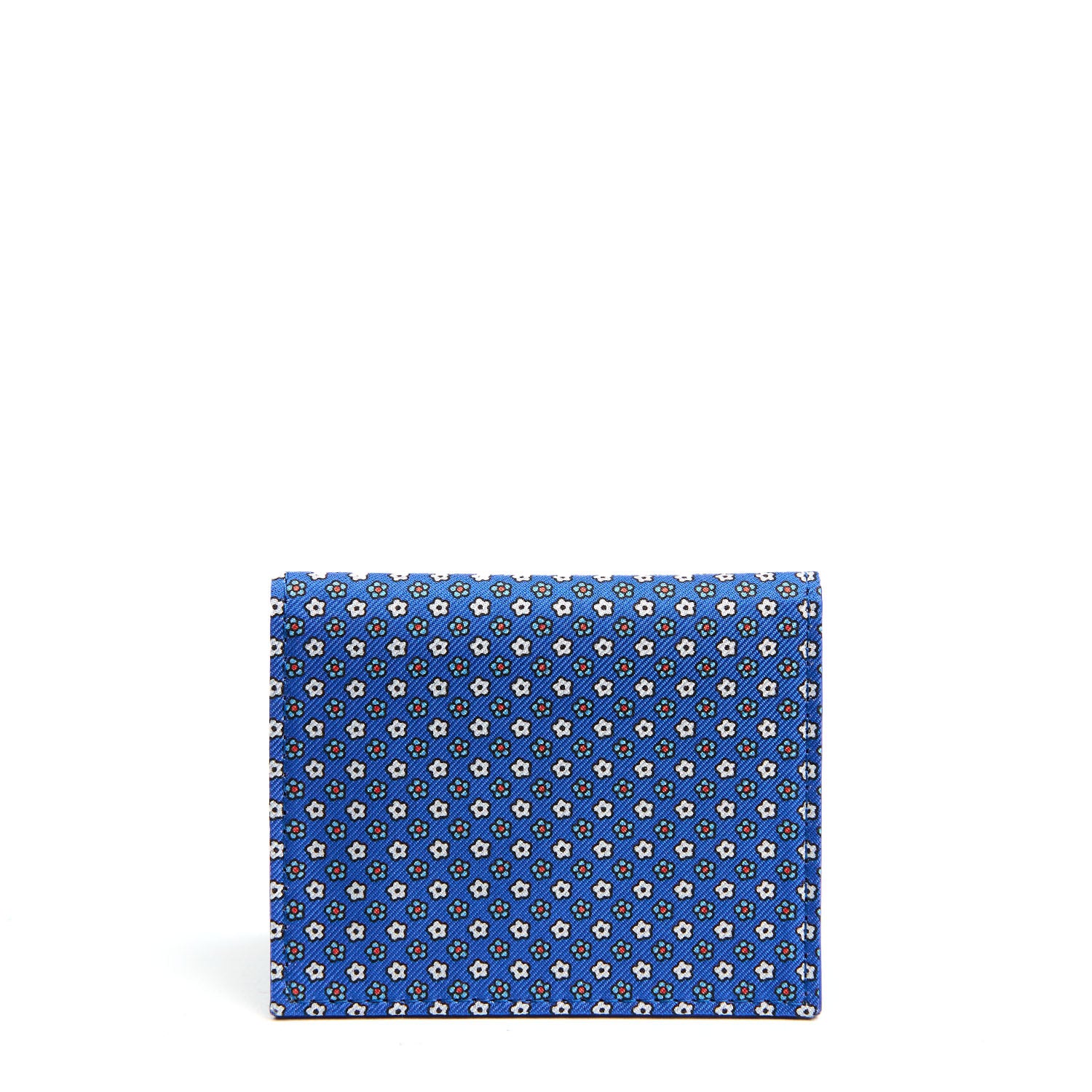 BLUETTE SILK AND LEATHER FOLDING CARD HOLDER