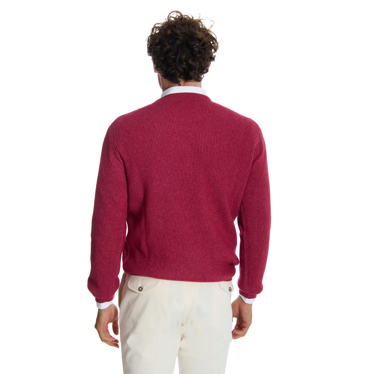 BURGUNDY RIBBED CREWNECK SWEATER - Image 2