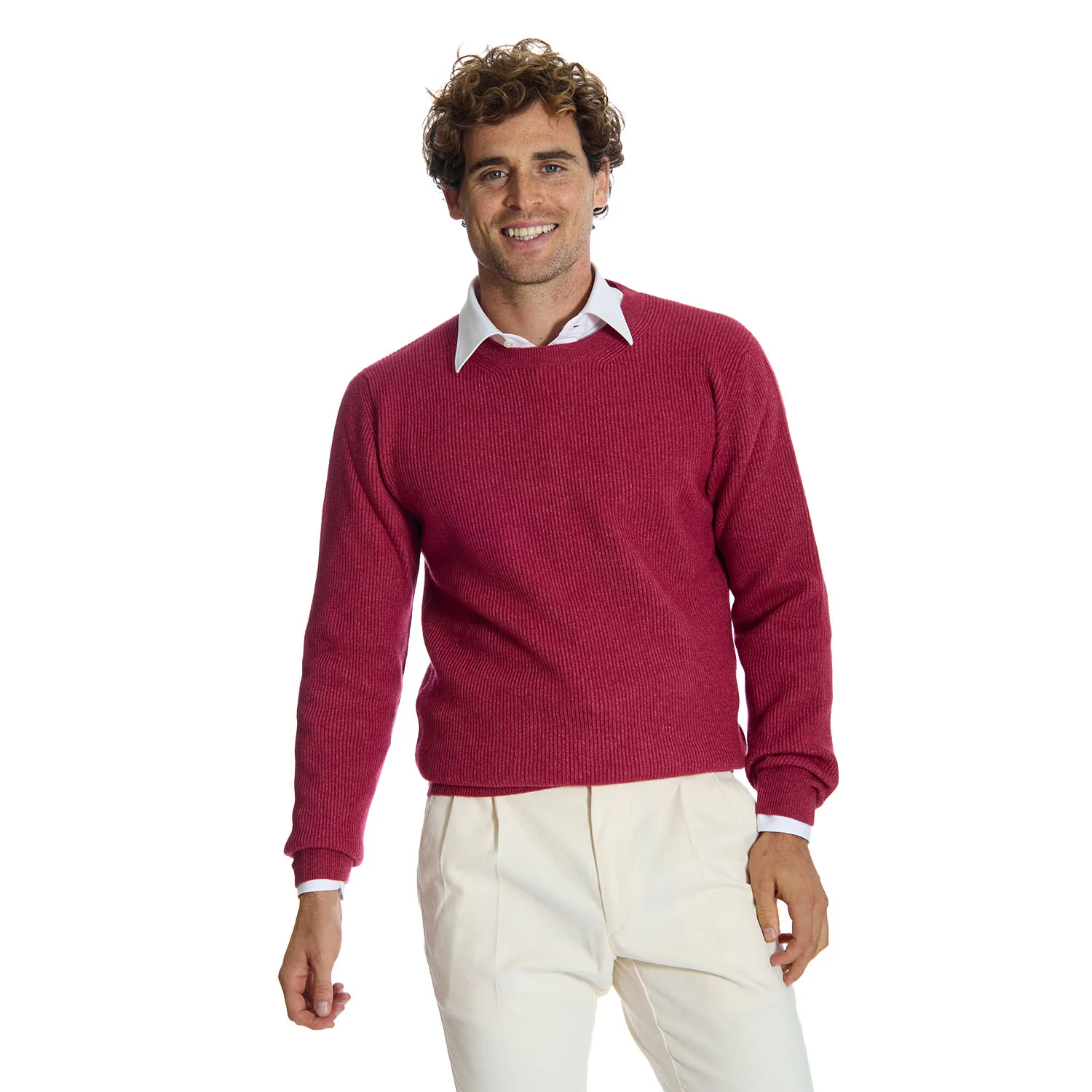BURGUNDY RIBBED CREWNECK SWEATER - Image 9