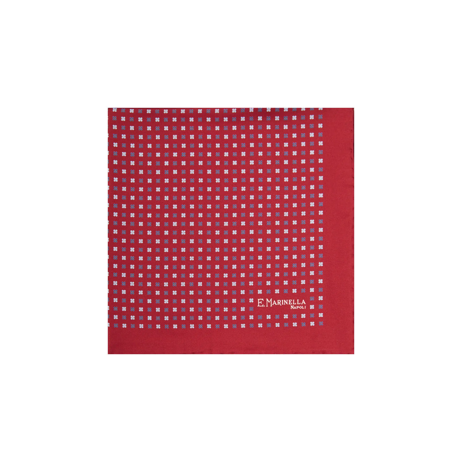 BURGUNDY HAND-PRINTED SILK POCKET SQUARE - Image 2