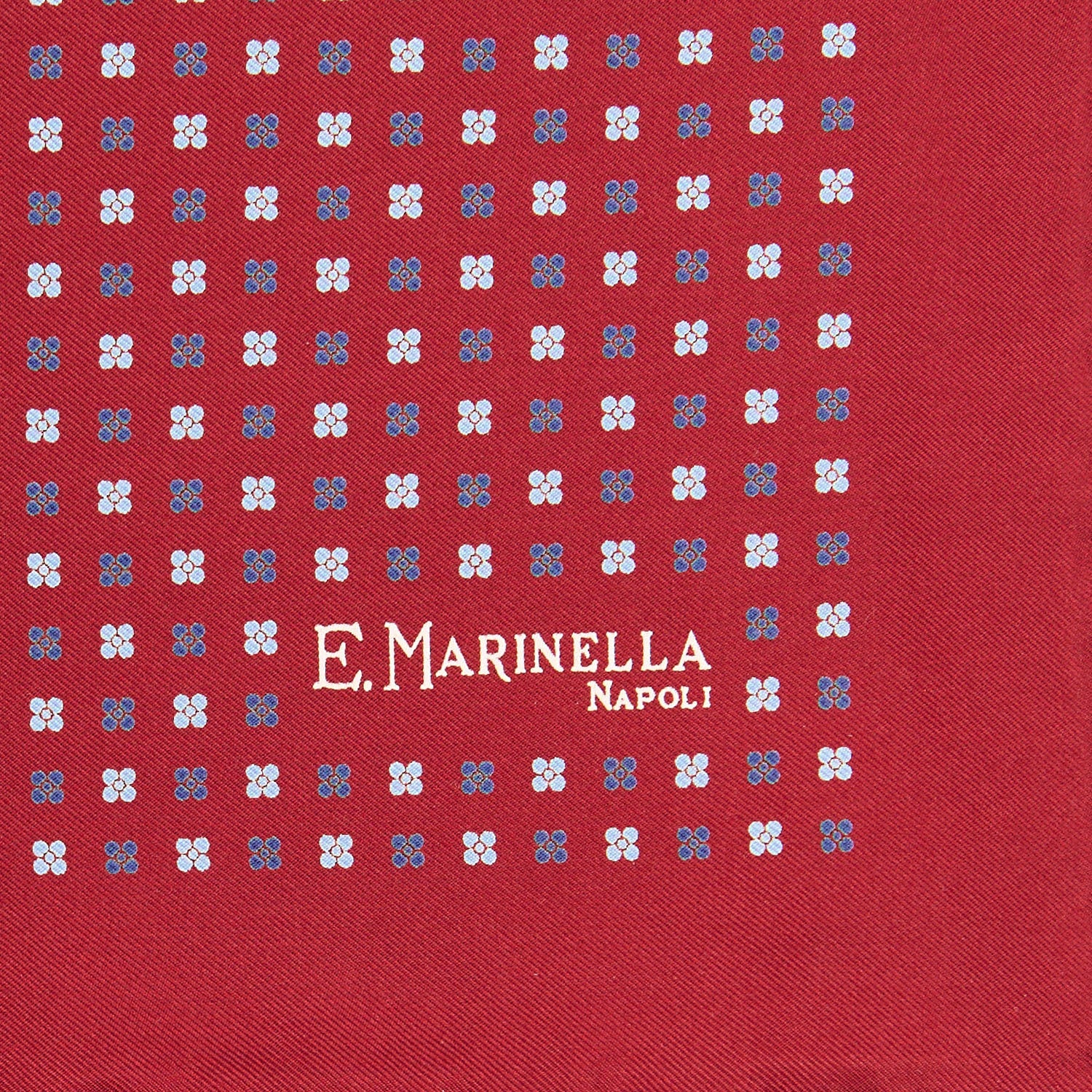 BURGUNDY HAND-PRINTED SILK POCKET SQUARE - Image 3