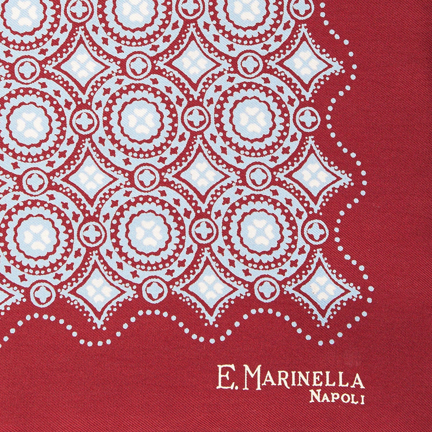BURGUNDY HAND-PRINTED SILK POCKET SQUARE - Image 3