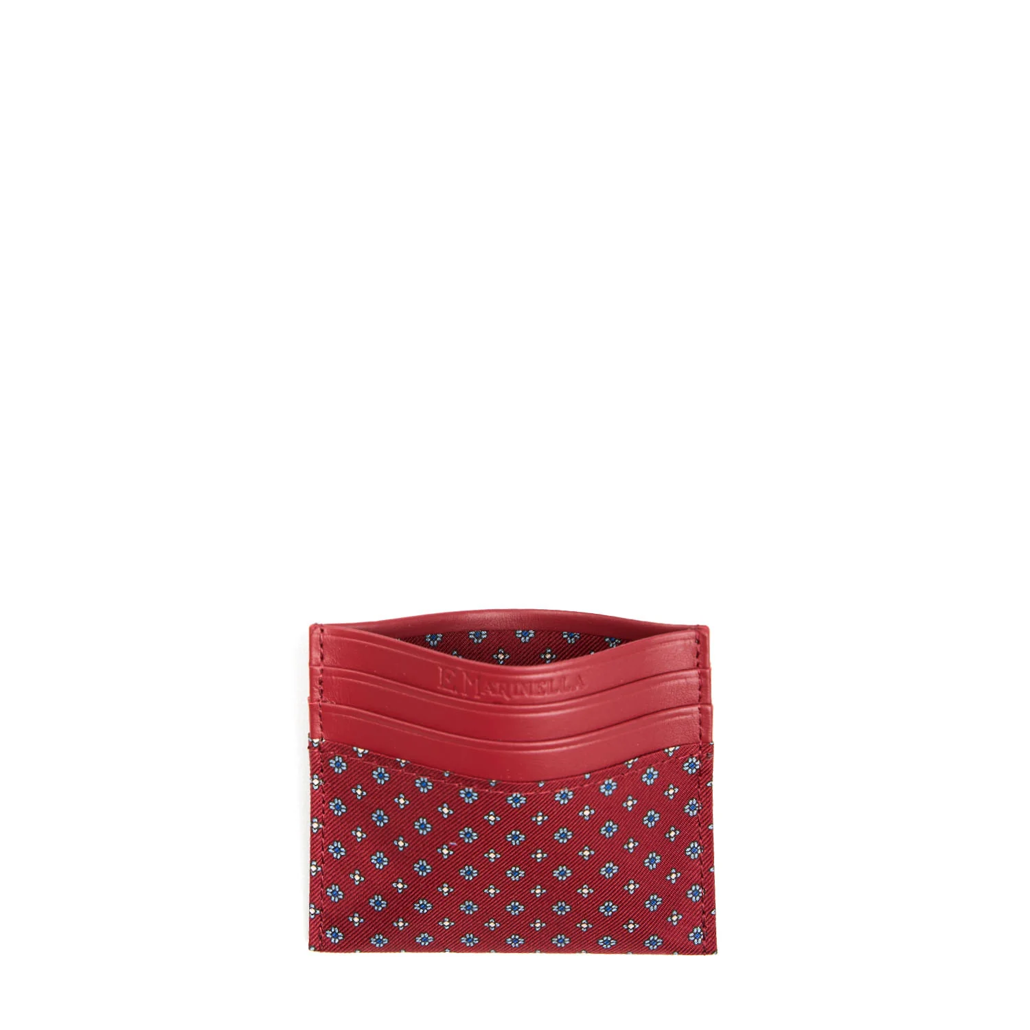 BURGUNDY LEATHER AND SILK CREDIT CARD HOLDER - Image 2