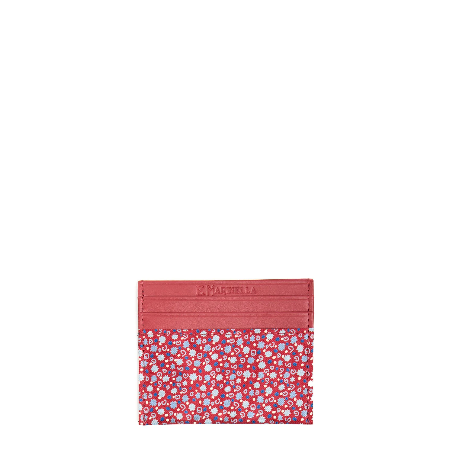 BURGUNDY LEATHER AND SILK CREDIT CARD HOLDER