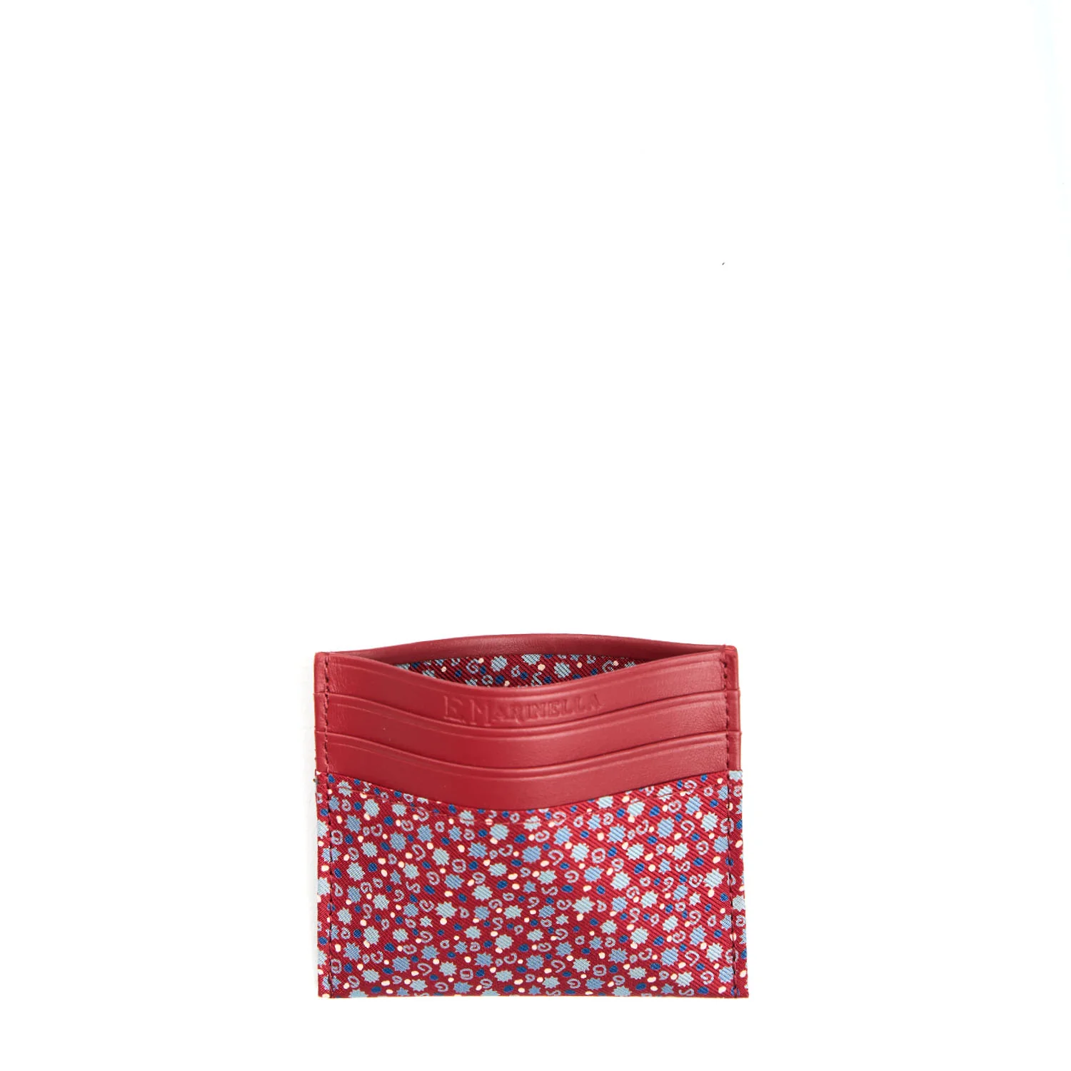 BURGUNDY LEATHER AND SILK CREDIT CARD HOLDER - Image 2