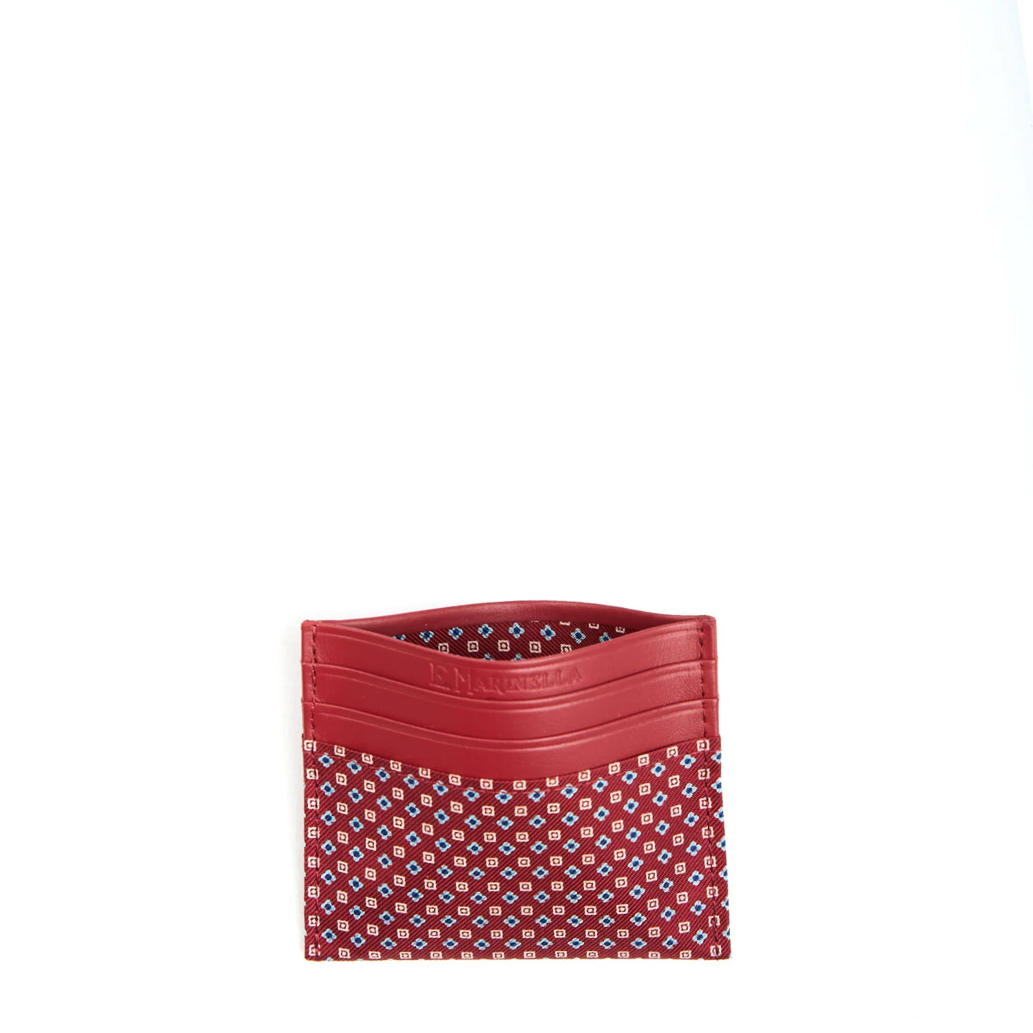 BURGUNDY LEATHER AND SILK CREDIT CARD HOLDER - Image 2