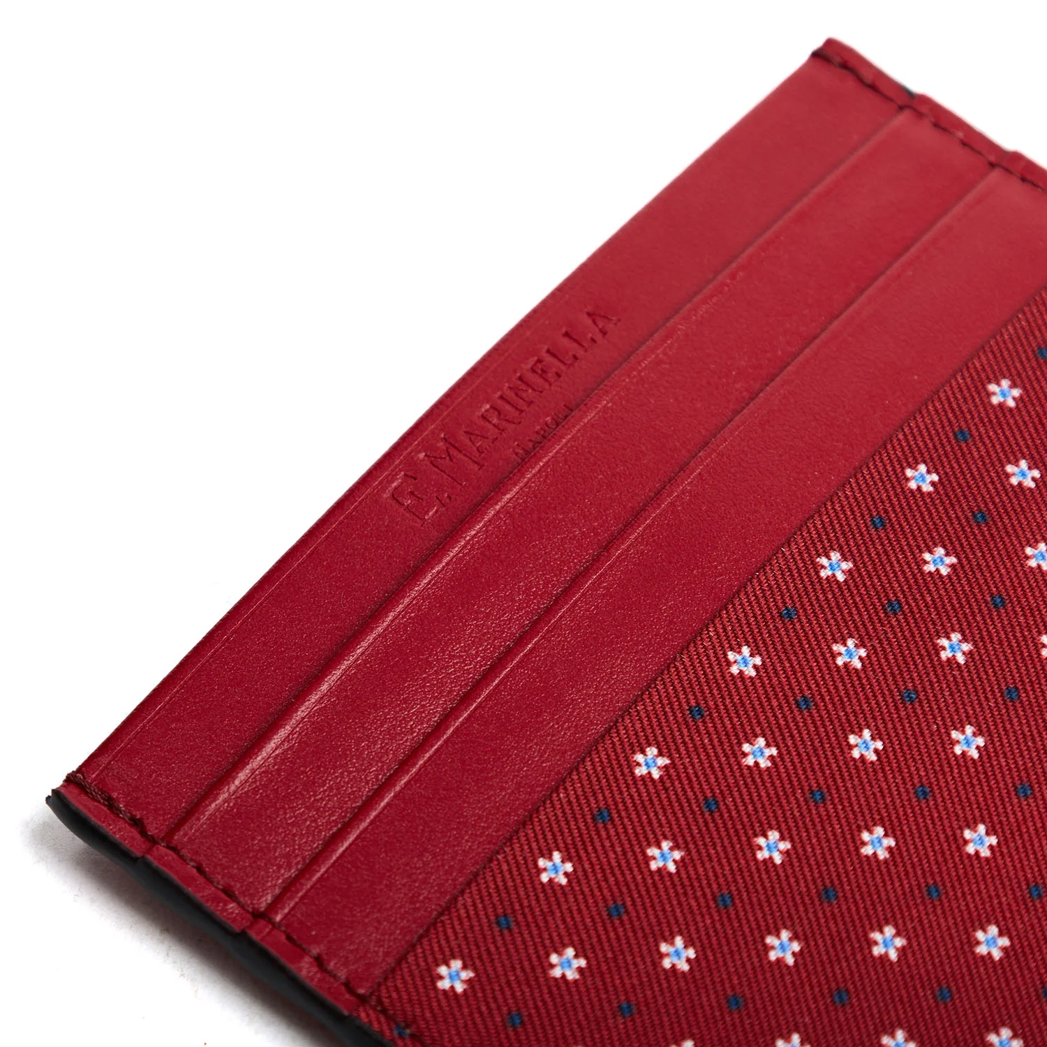 BURGUNDY LEATHER AND SILK CREDIT CARD HOLDER - Image 4