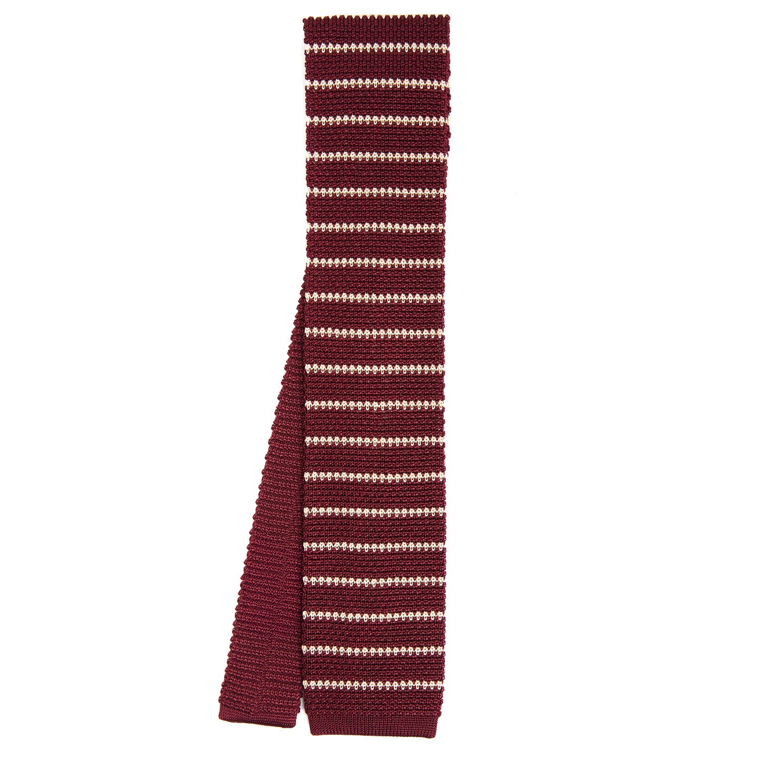 BURGUNDY SILK KNITTED TIE - Image 2