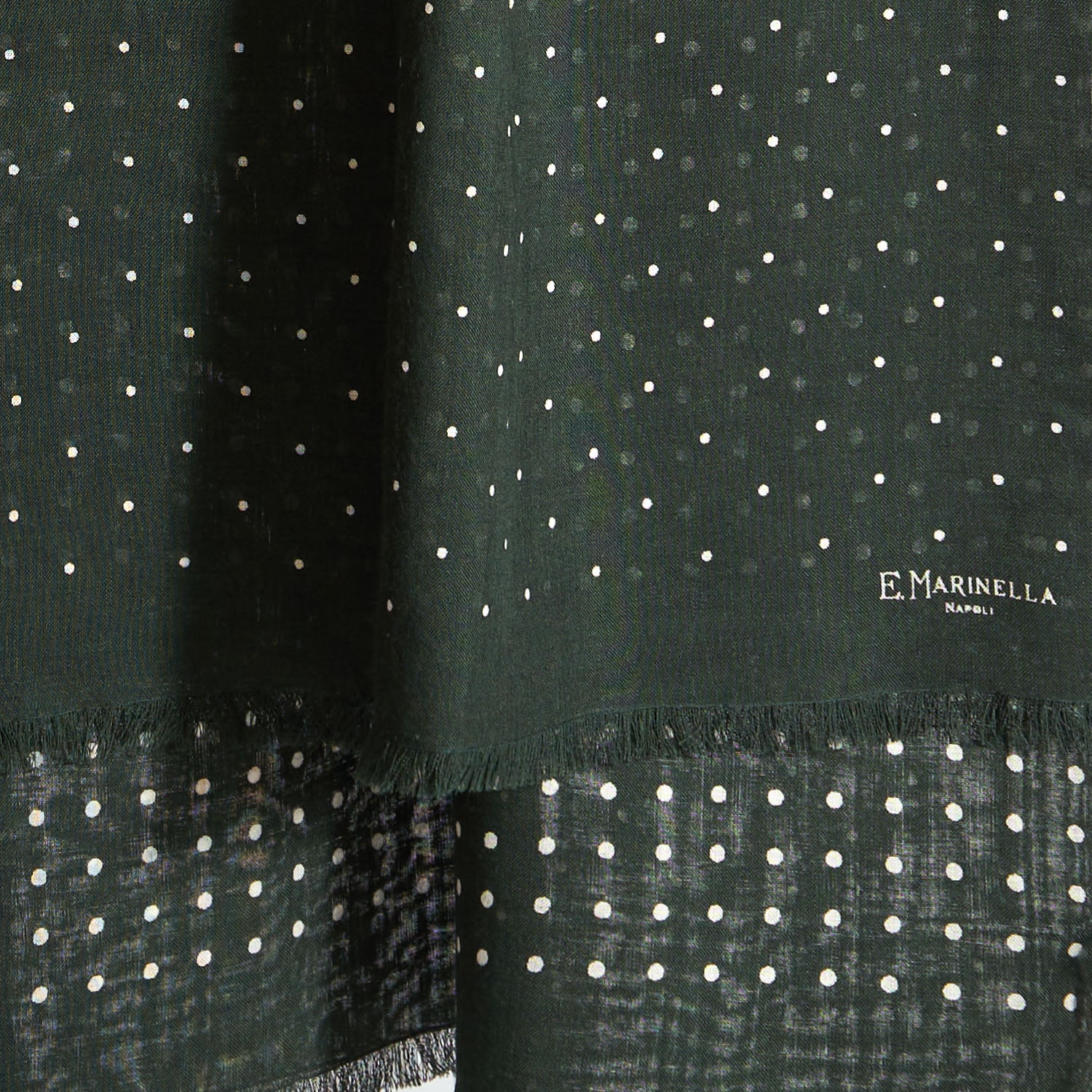 DARK GREEN WOOL AND SILK SCARF - Image 3