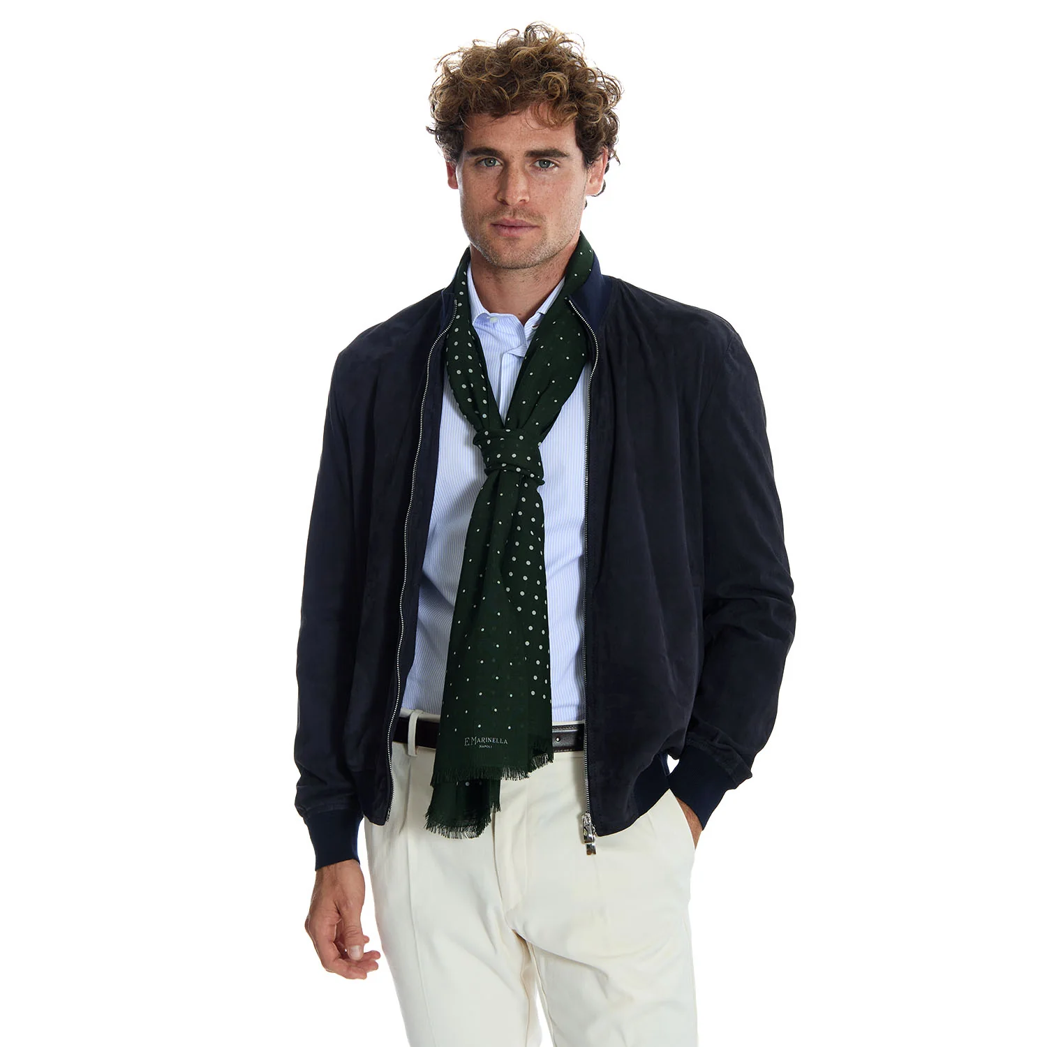 DARK GREEN WOOL AND SILK SCARF - Image 5