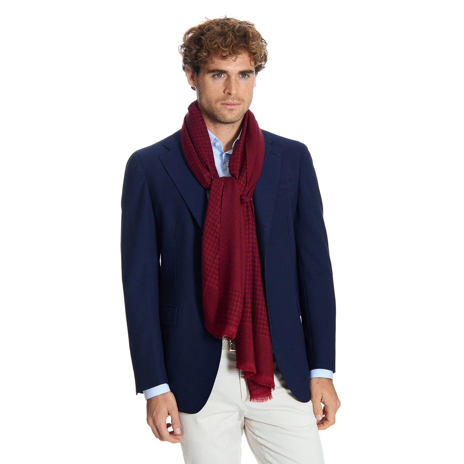 BURGUNDY WOOL AND SILK SCARF - Image 2