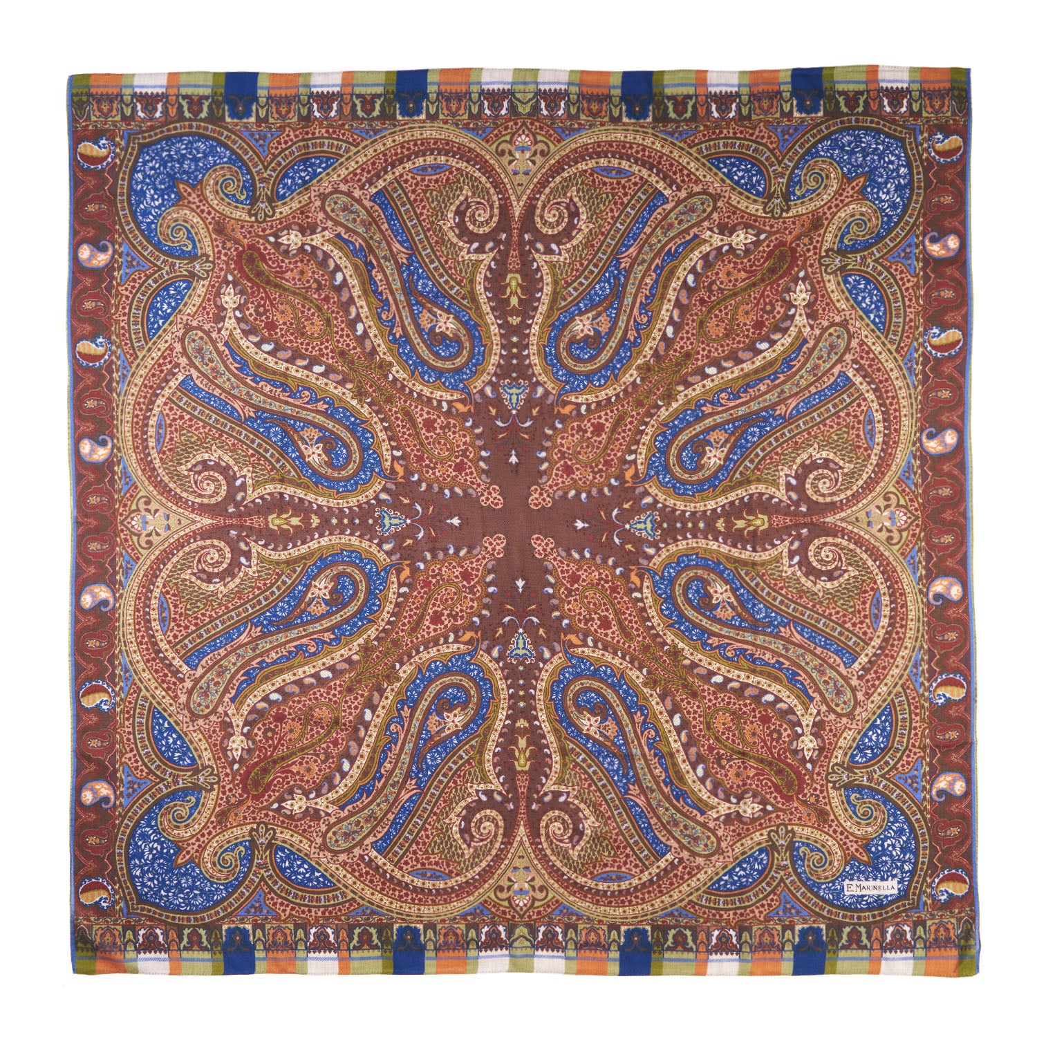 CAMEL AND BLUETTE WOOL STOLE