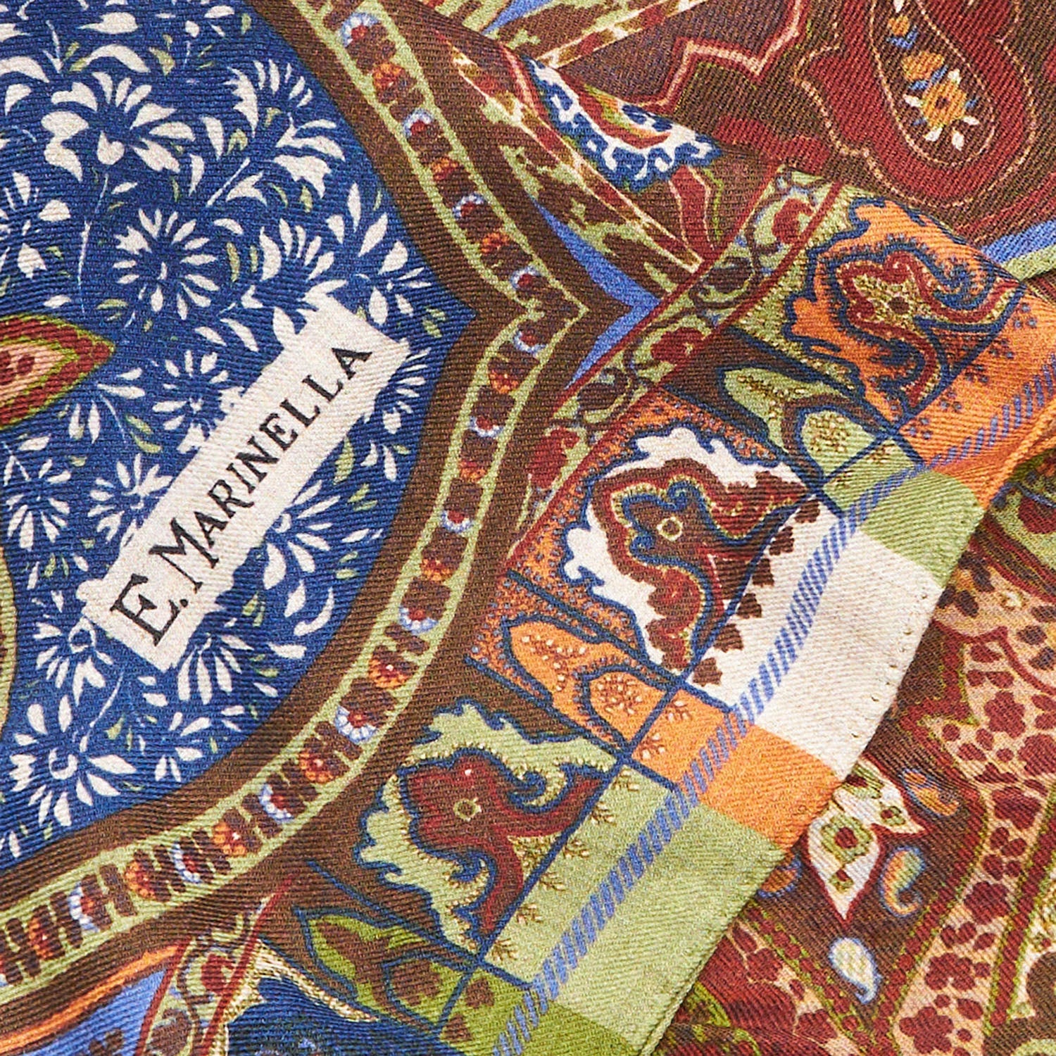 CAMEL AND BLUETTE WOOL STOLE - Image 3