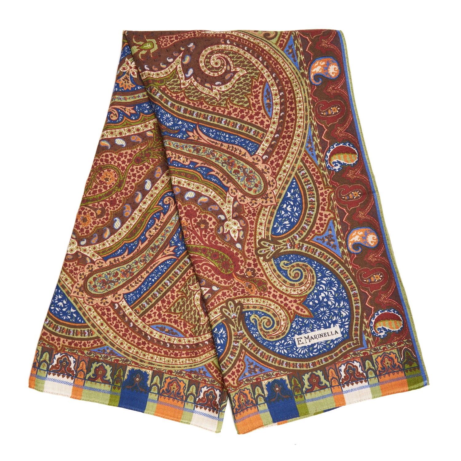 CAMEL AND BLUETTE WOOL STOLE - Image 4