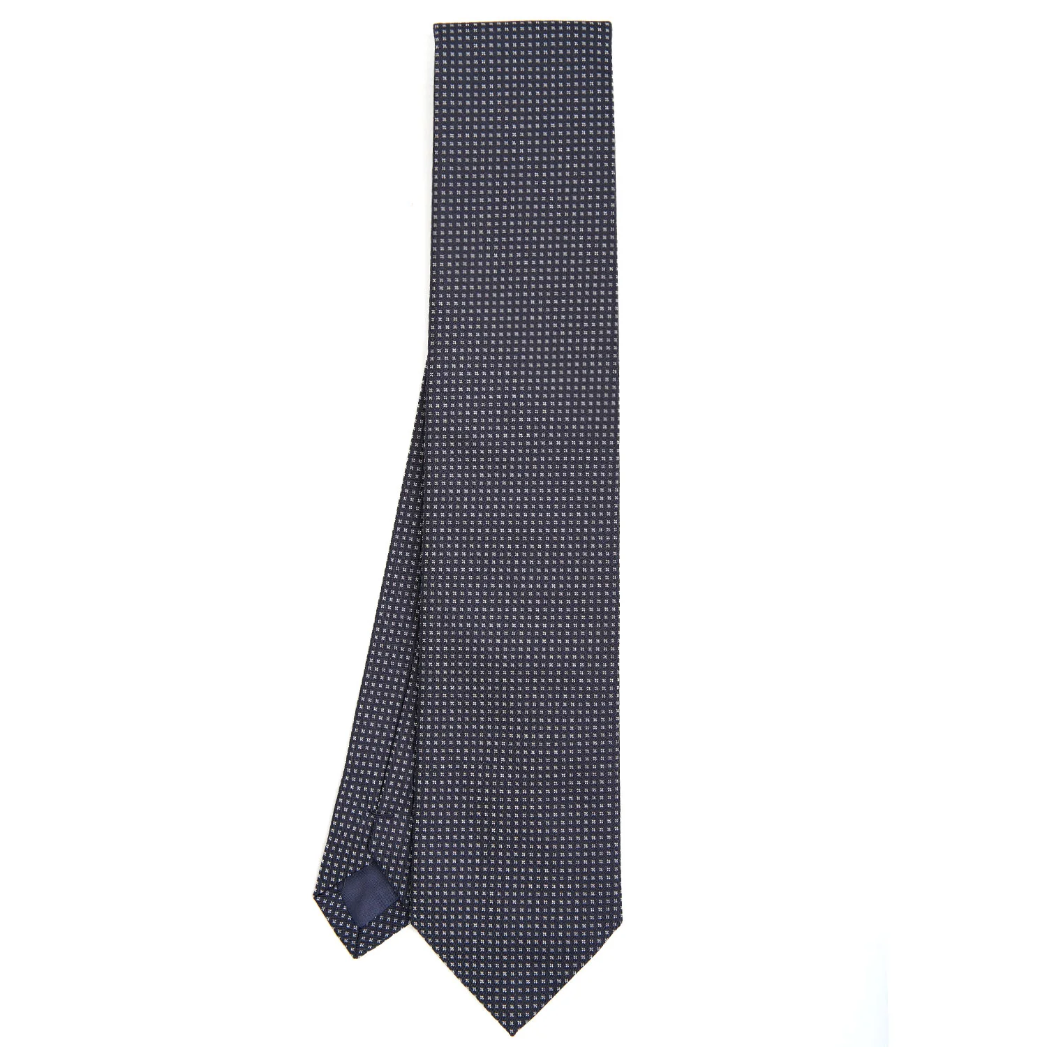 DARK BLUE CEREMONIAL JACQUARD SILK TIE - Image 2