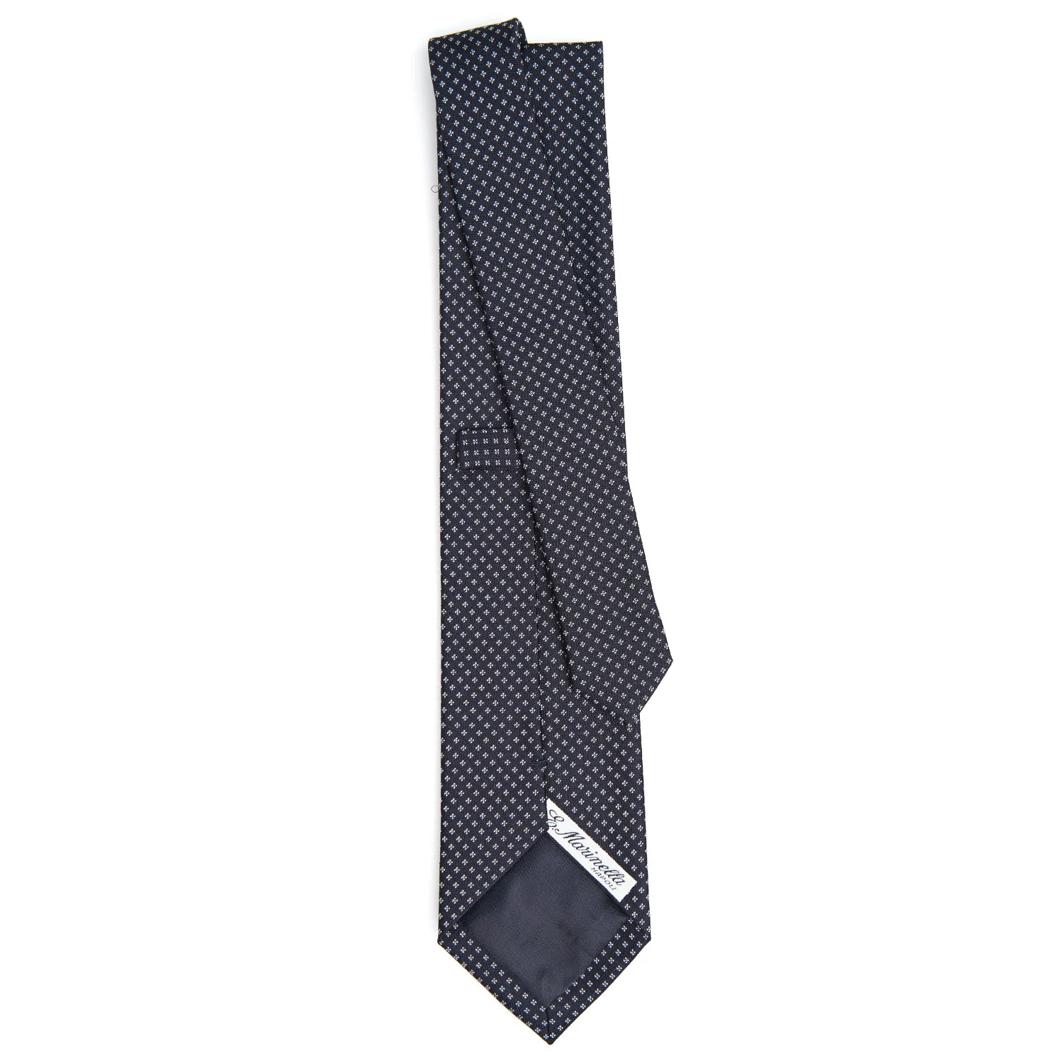 DARK BLUE CEREMONIAL JACQUARD SILK TIE - Image 3
