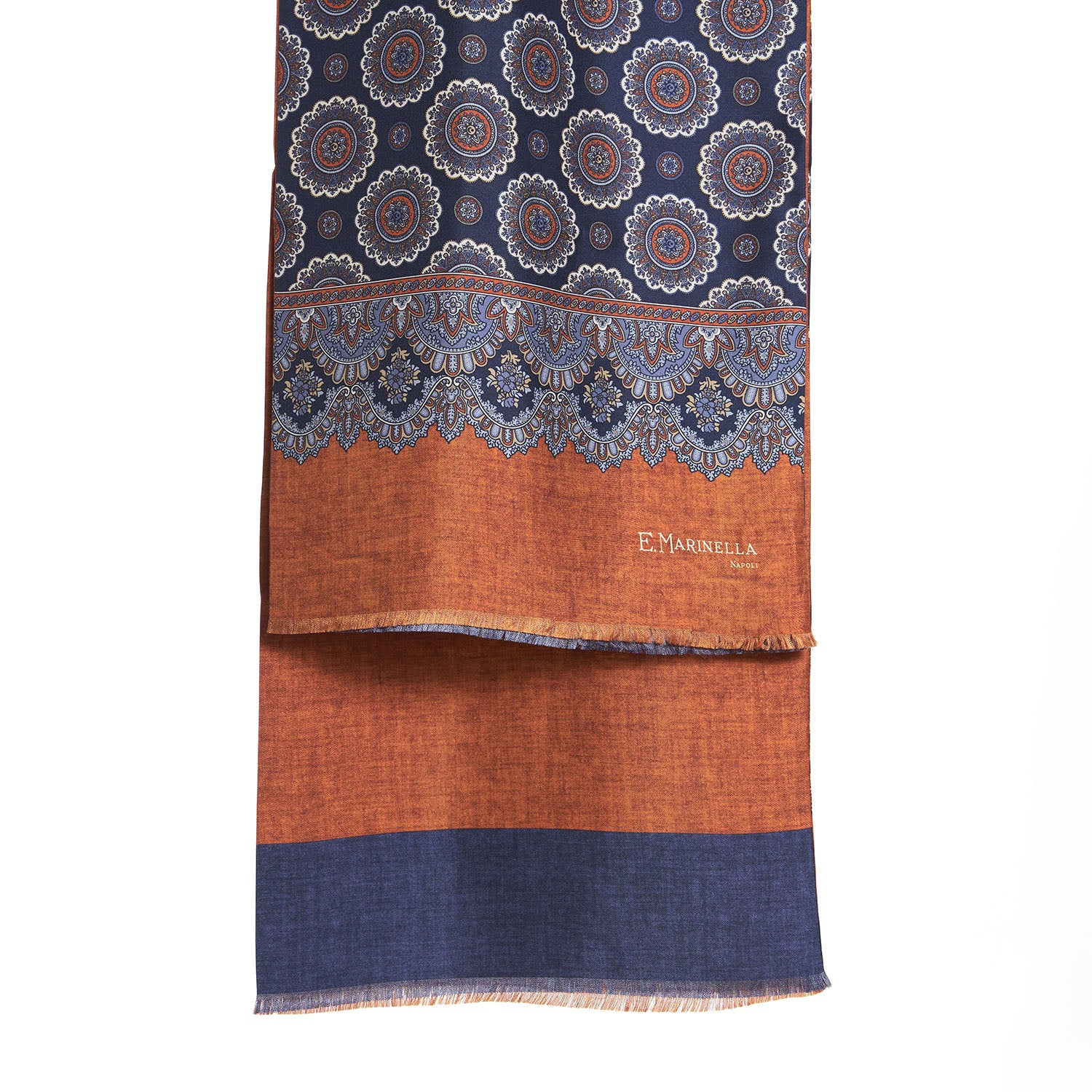 DARK BLUE DOUBLE SILK SCARF - Image 2