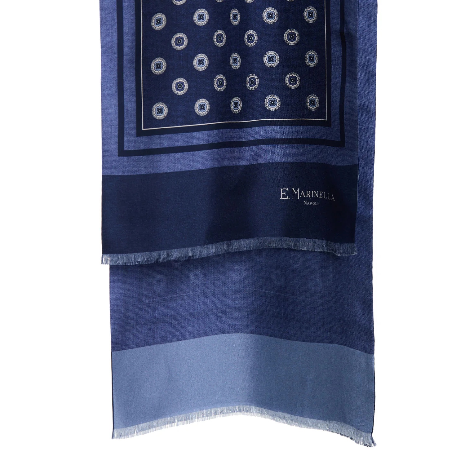 DARK BLUE DOUBLE SILK SCARF - Image 2
