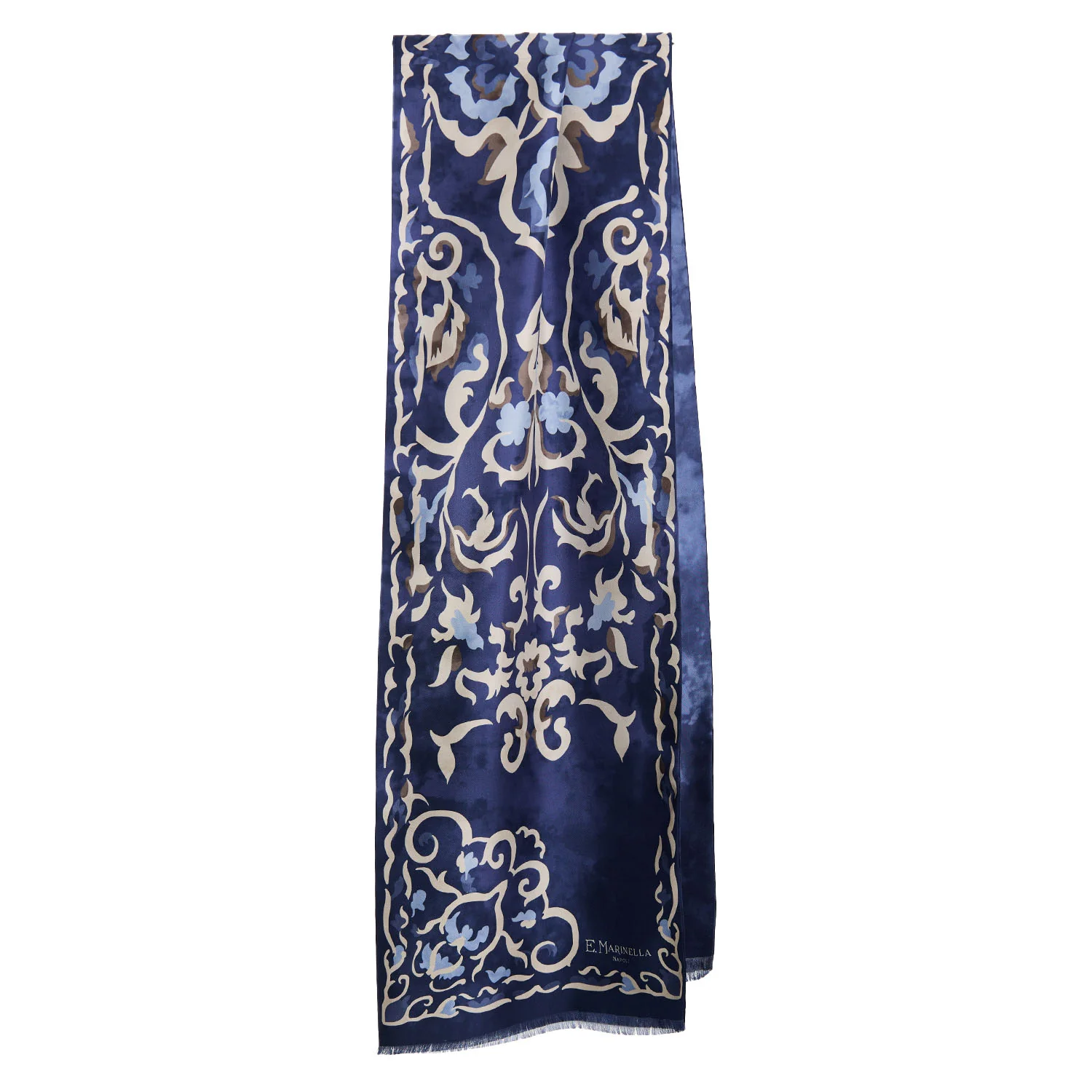 DARK BLUE DOUBLE SILK SCARF