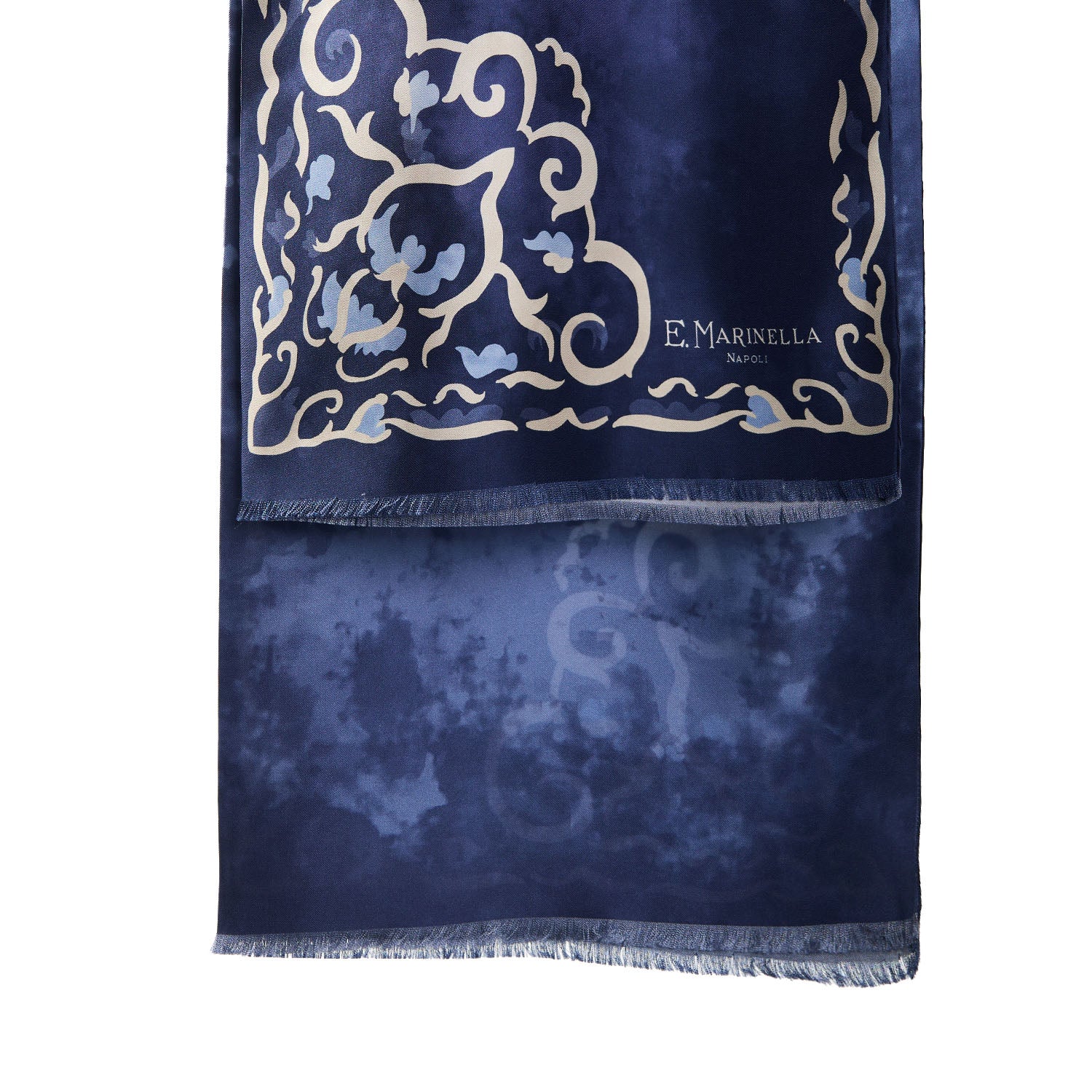DARK BLUE DOUBLE SILK SCARF - Image 2