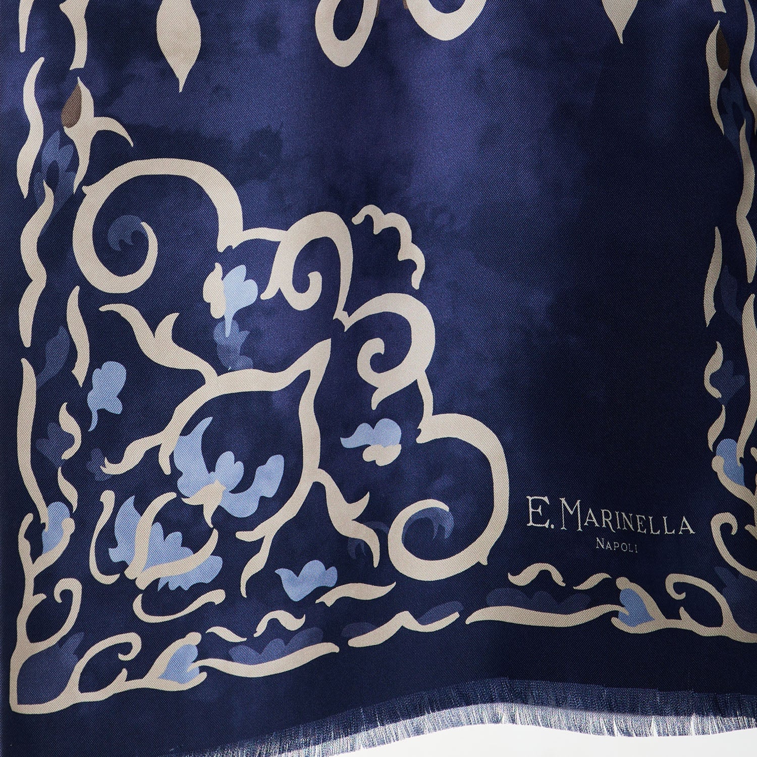 DARK BLUE DOUBLE SILK SCARF - Image 3