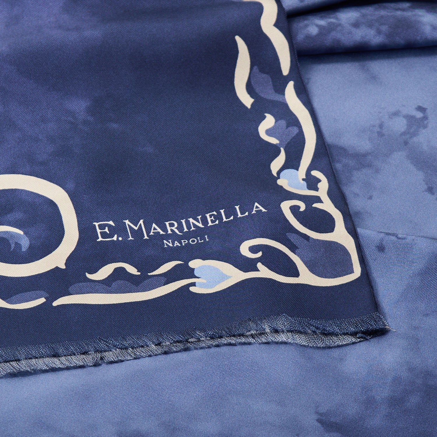 DARK BLUE DOUBLE SILK SCARF - Image 4