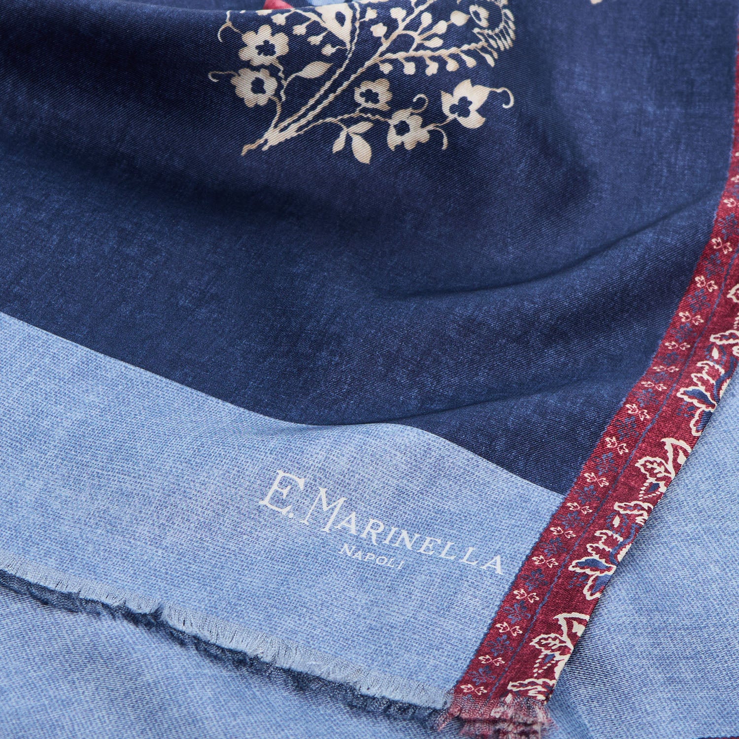 DARK BLUE DOUBLE SILK SCARF - Image 4