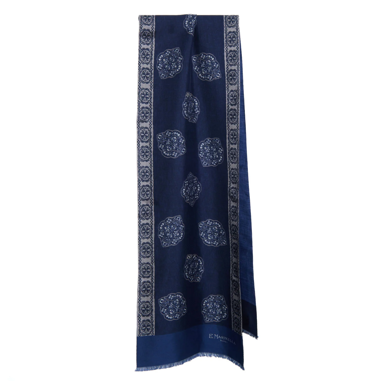 DARK BLUE DOUBLE SILK SCARF