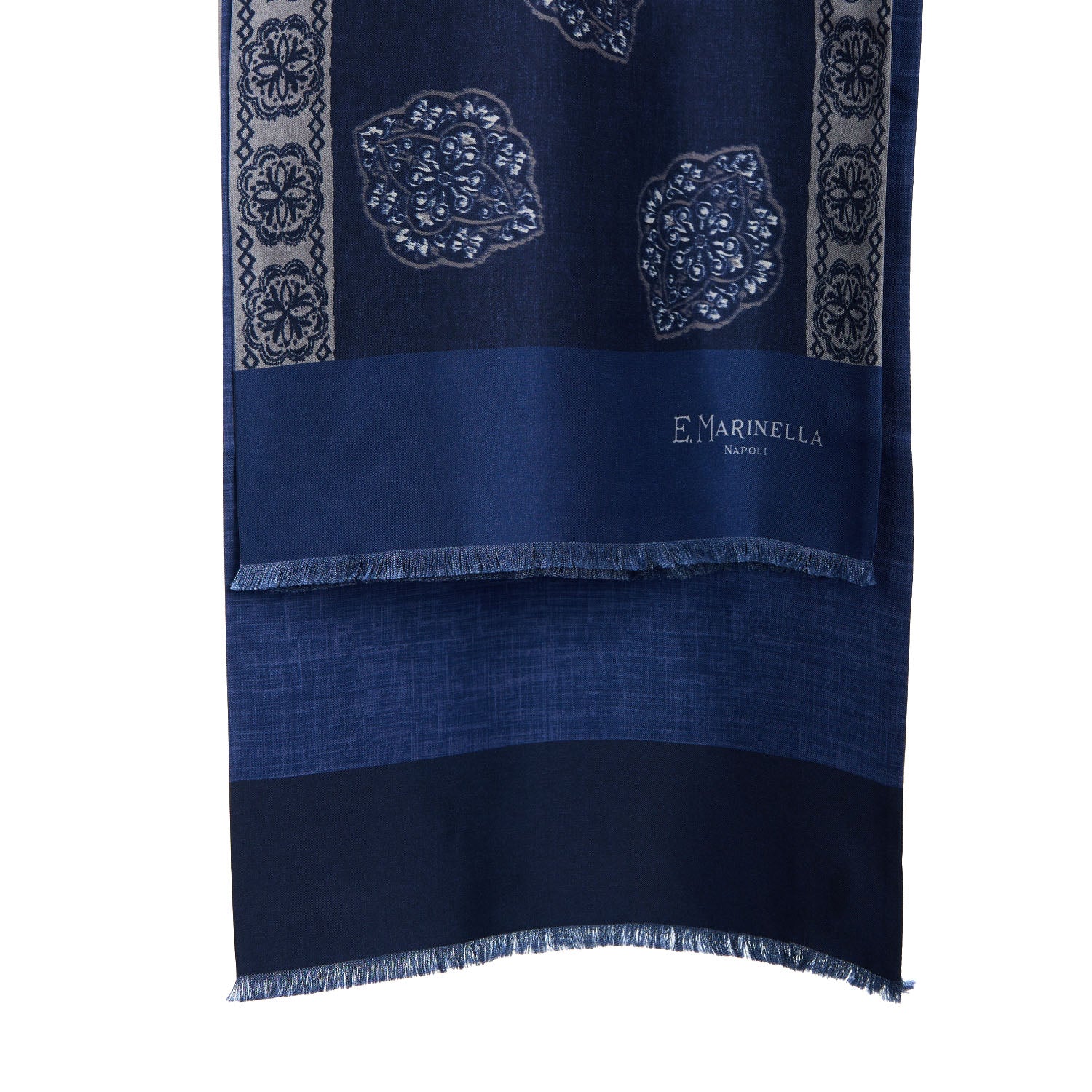 DARK BLUE DOUBLE SILK SCARF - Image 2