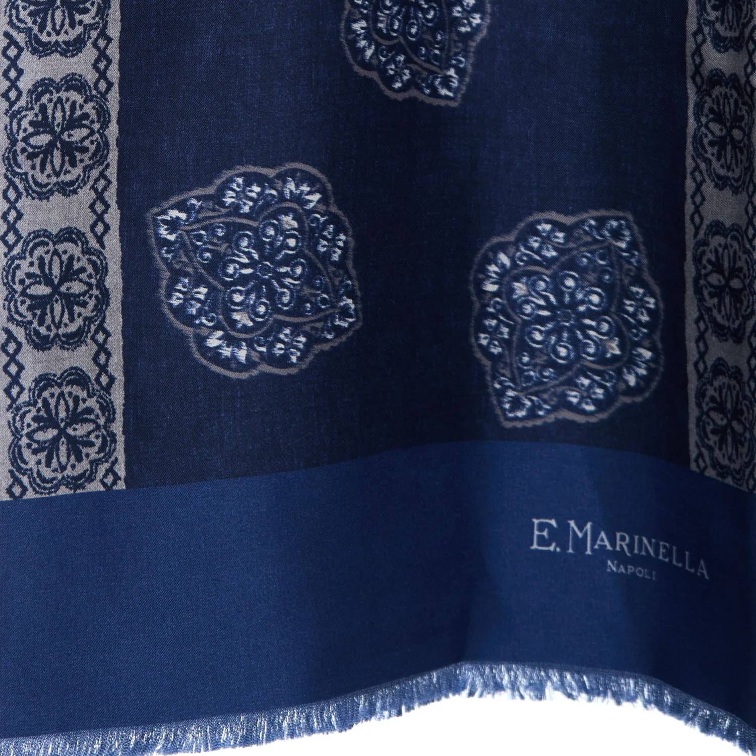 DARK BLUE DOUBLE SILK SCARF - Image 3