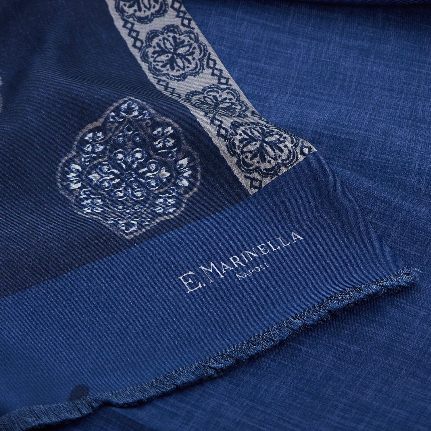 DARK BLUE DOUBLE SILK SCARF - Image 4