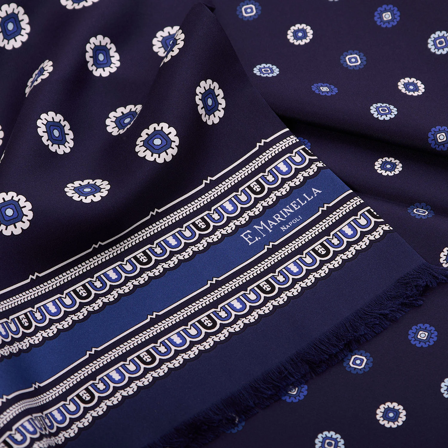 DARK BLUE DOUBLE SILK SCARF - Image 4