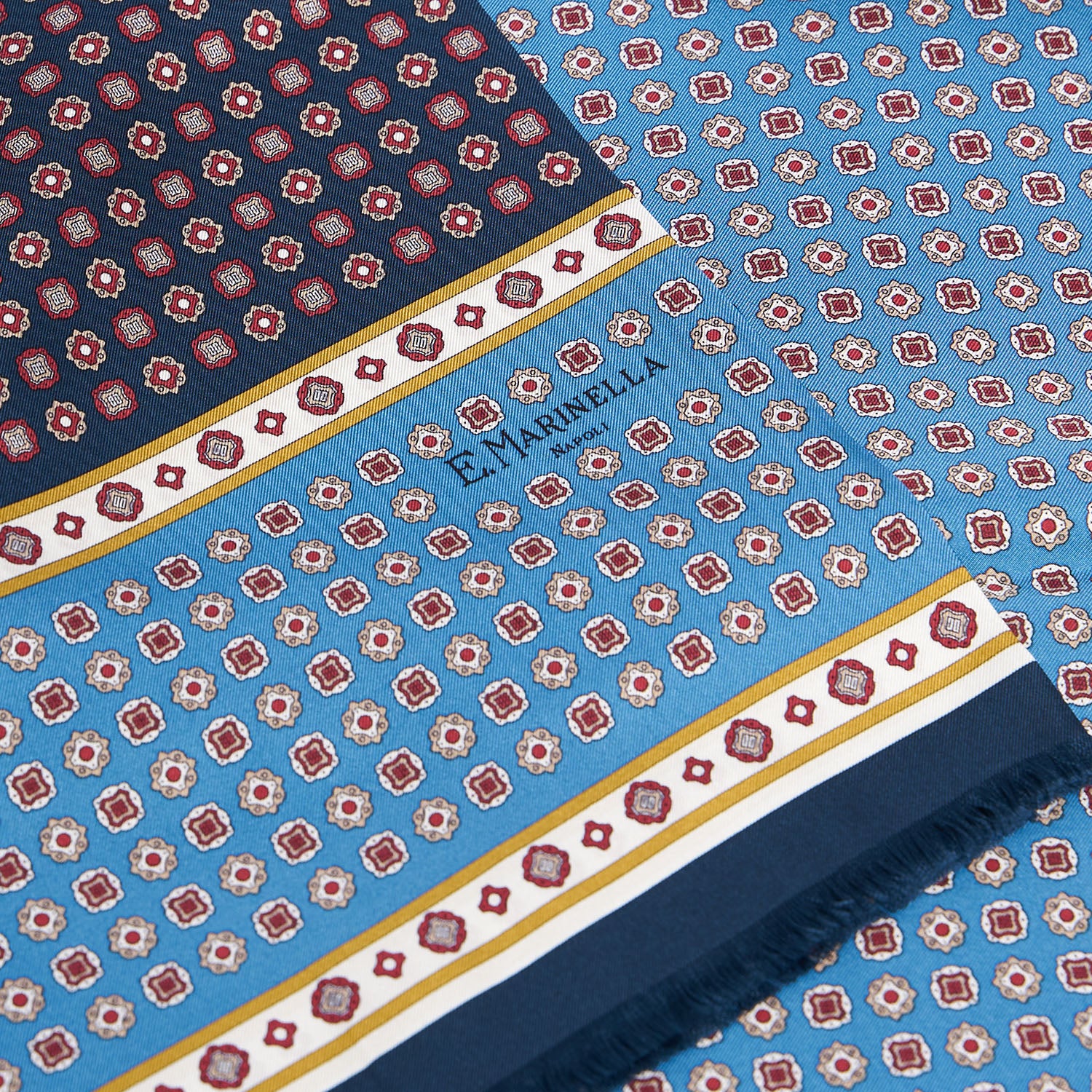 DARK BLUE DOUBLE SILK SCARF - Image 4