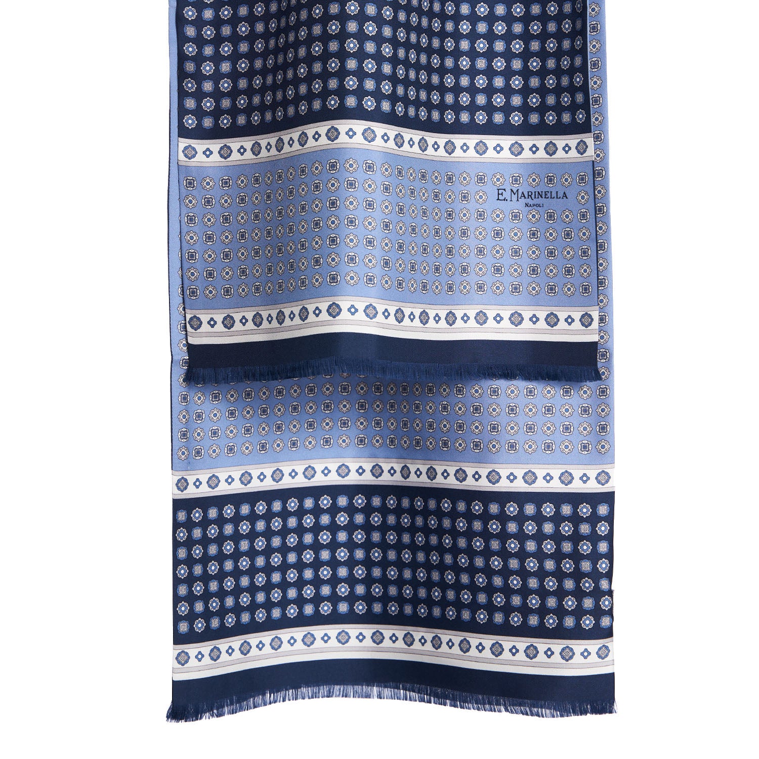 DARK BLUE DOUBLE SILK SCARF - Image 2
